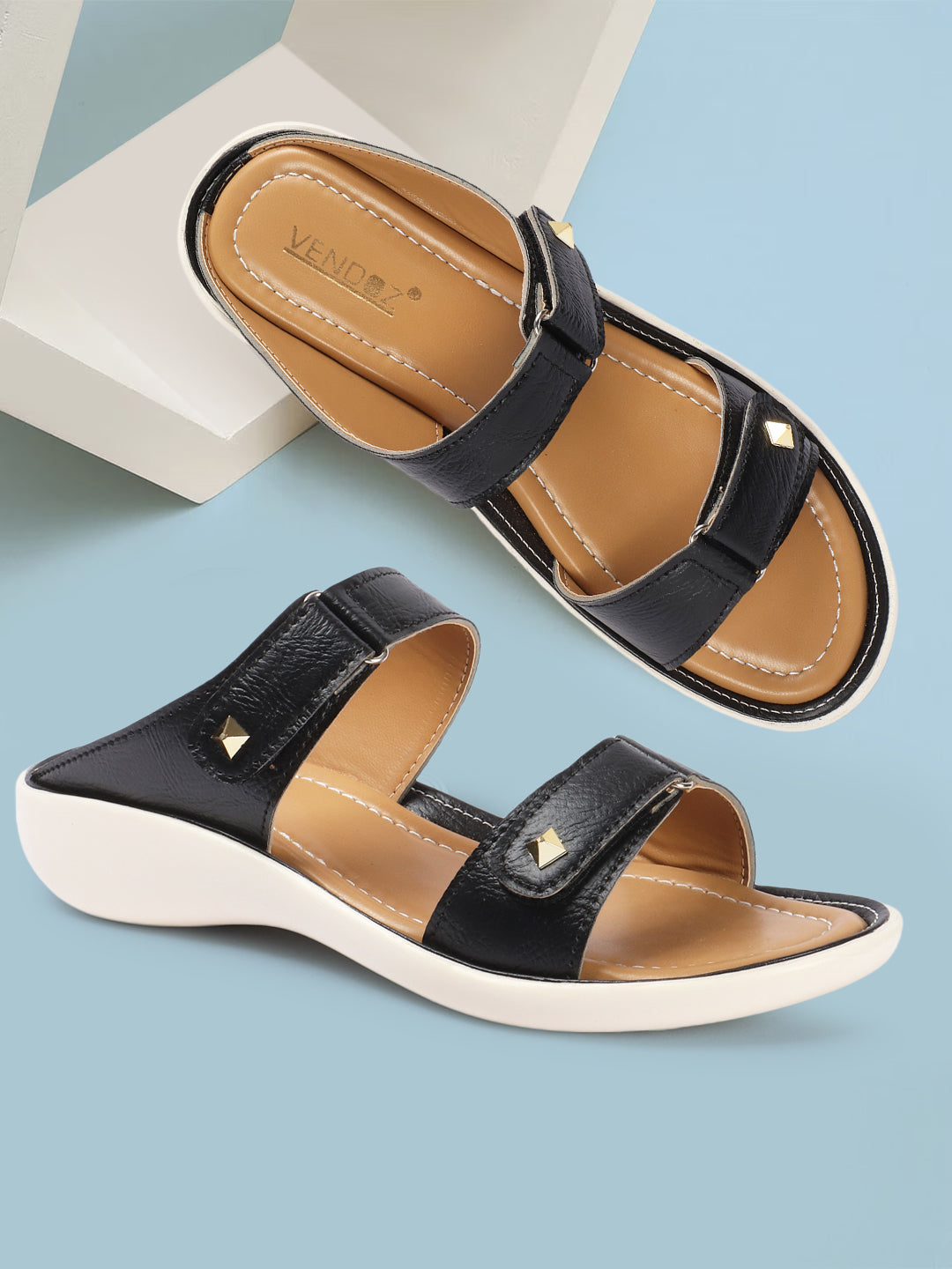 Velcro Open Toe Flats