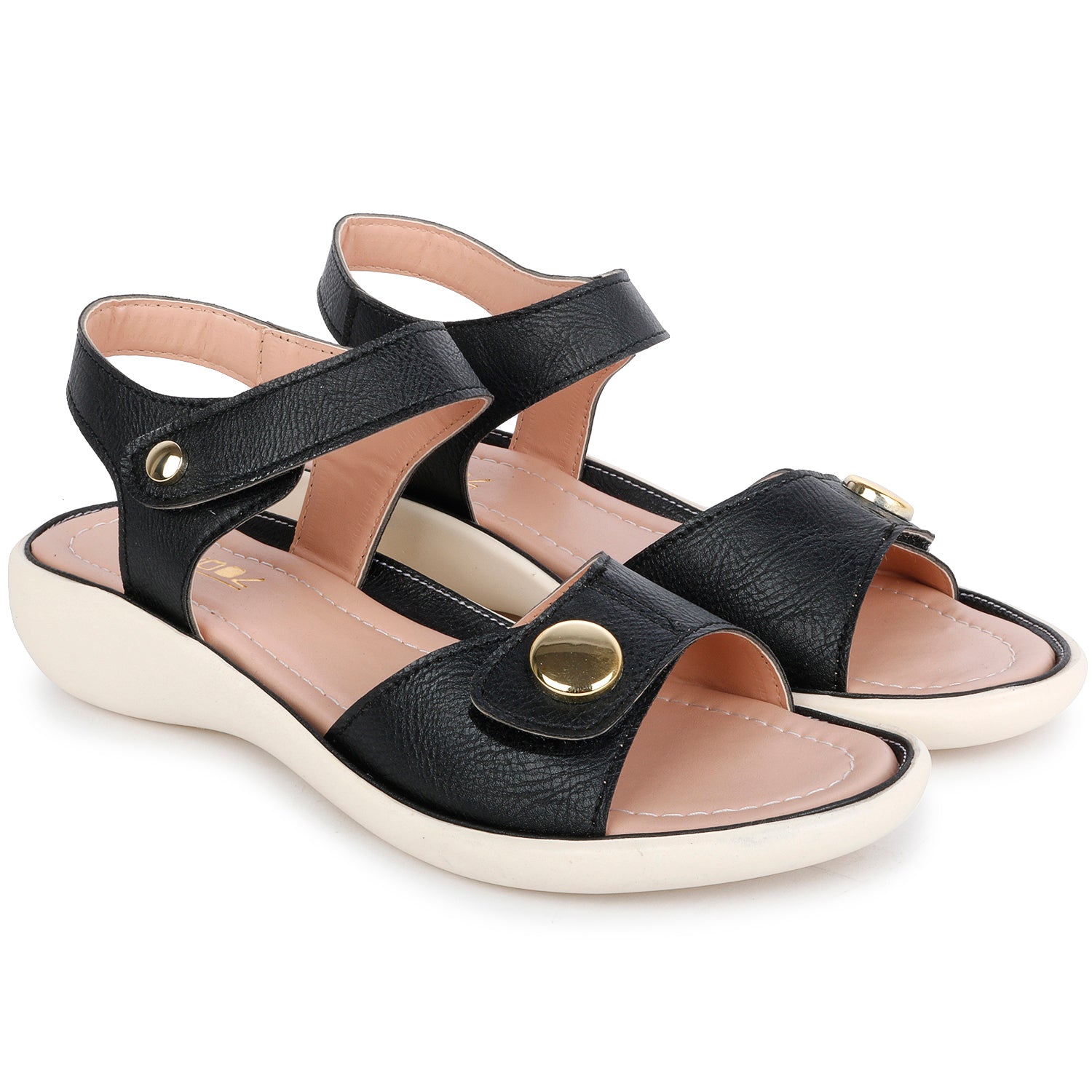 Black Open Toe Flats