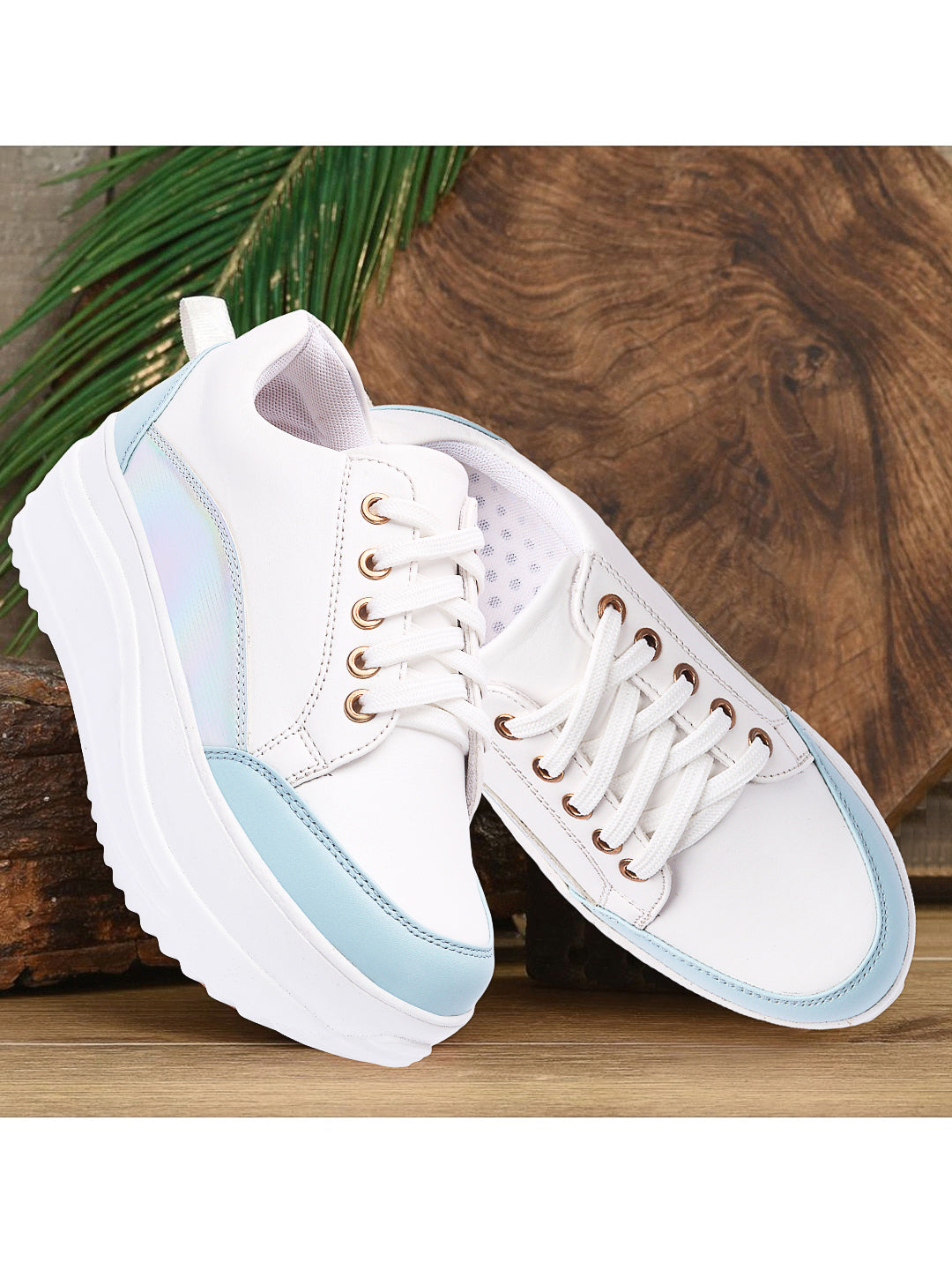 White Blue Colourblocked Sneakers