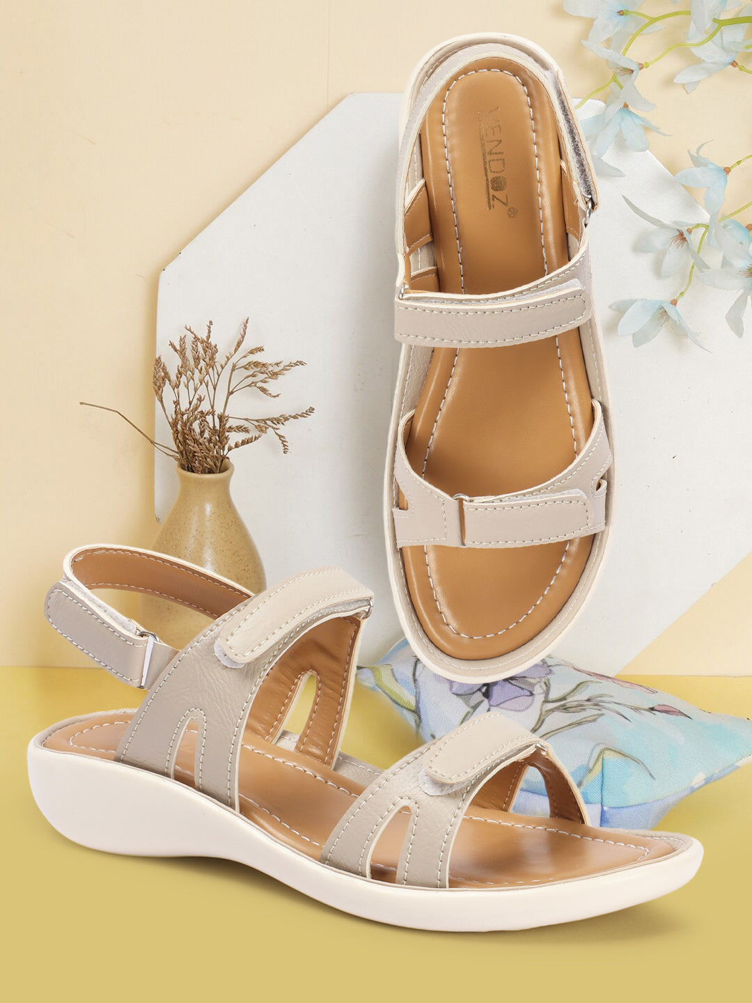 Round Toe Backstrap Open Toe Flats