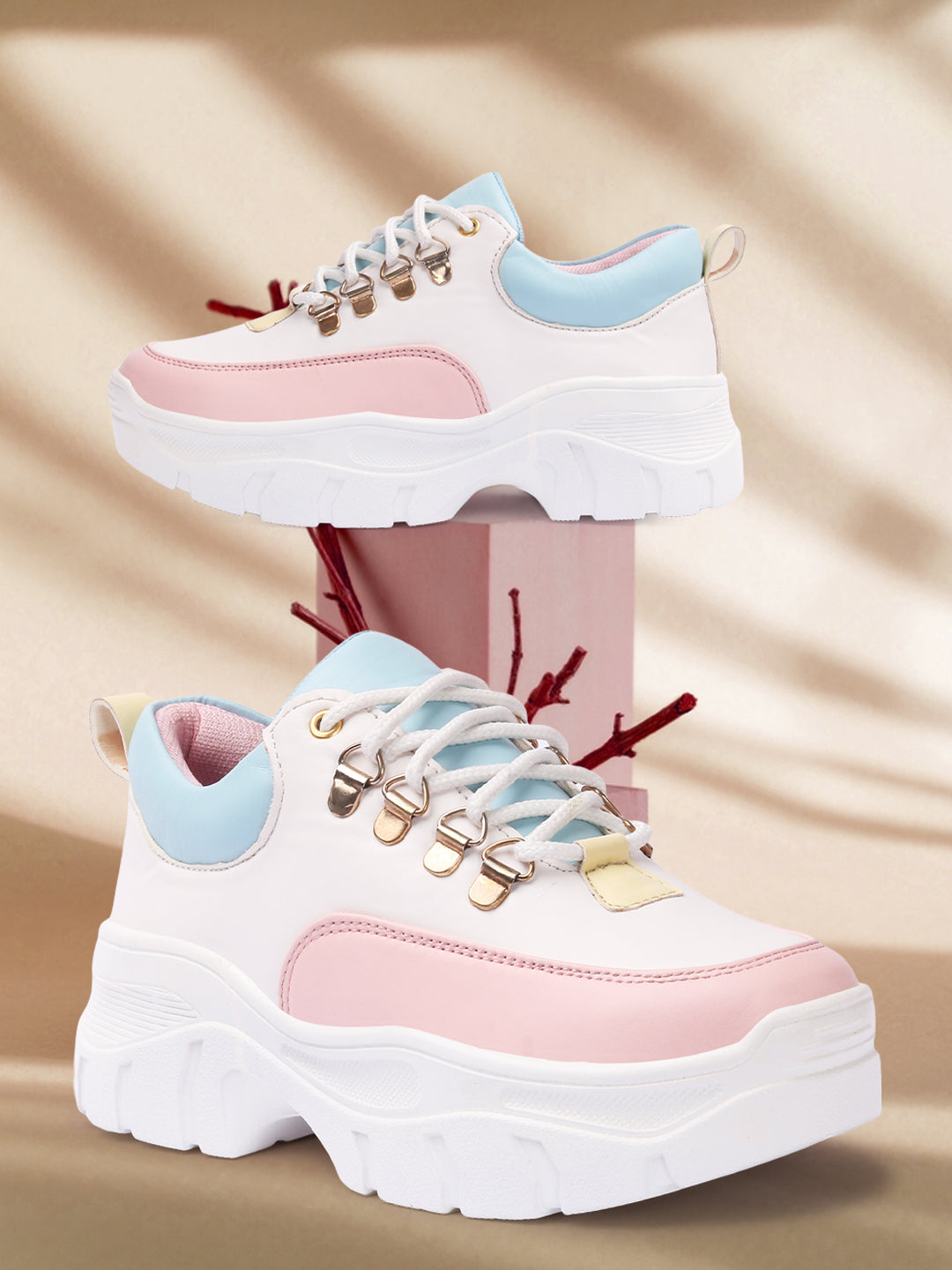 Pink Colourblocked Sneakers