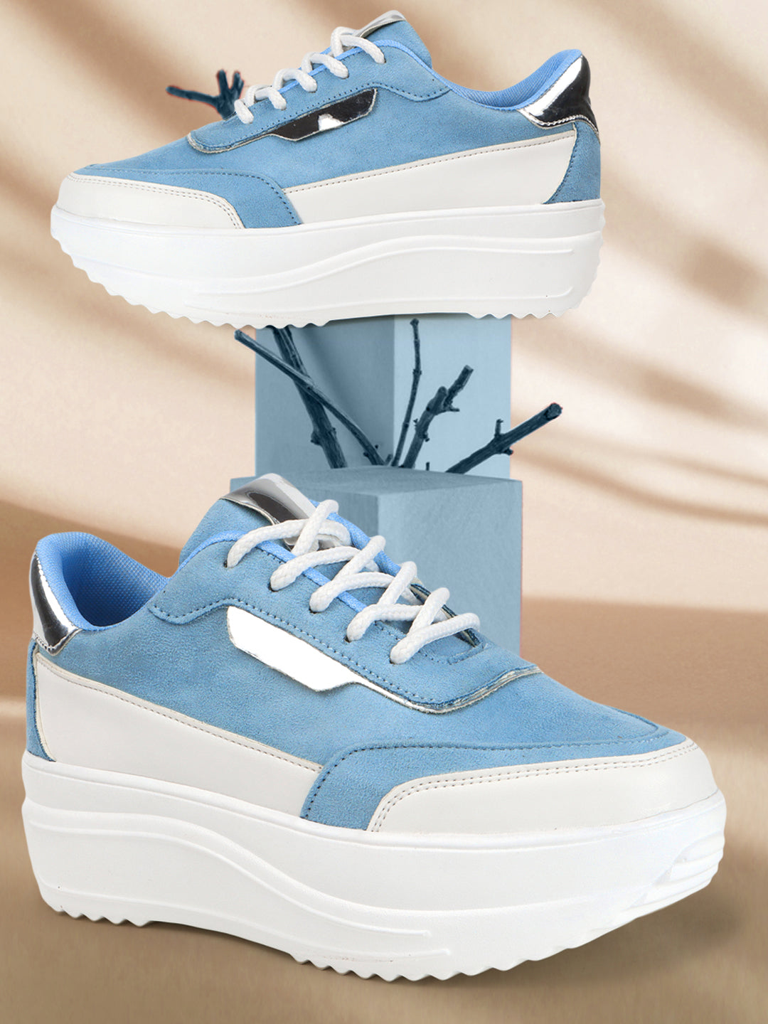 Round Toe Comfort Insole Blue Lightweight Sneakers