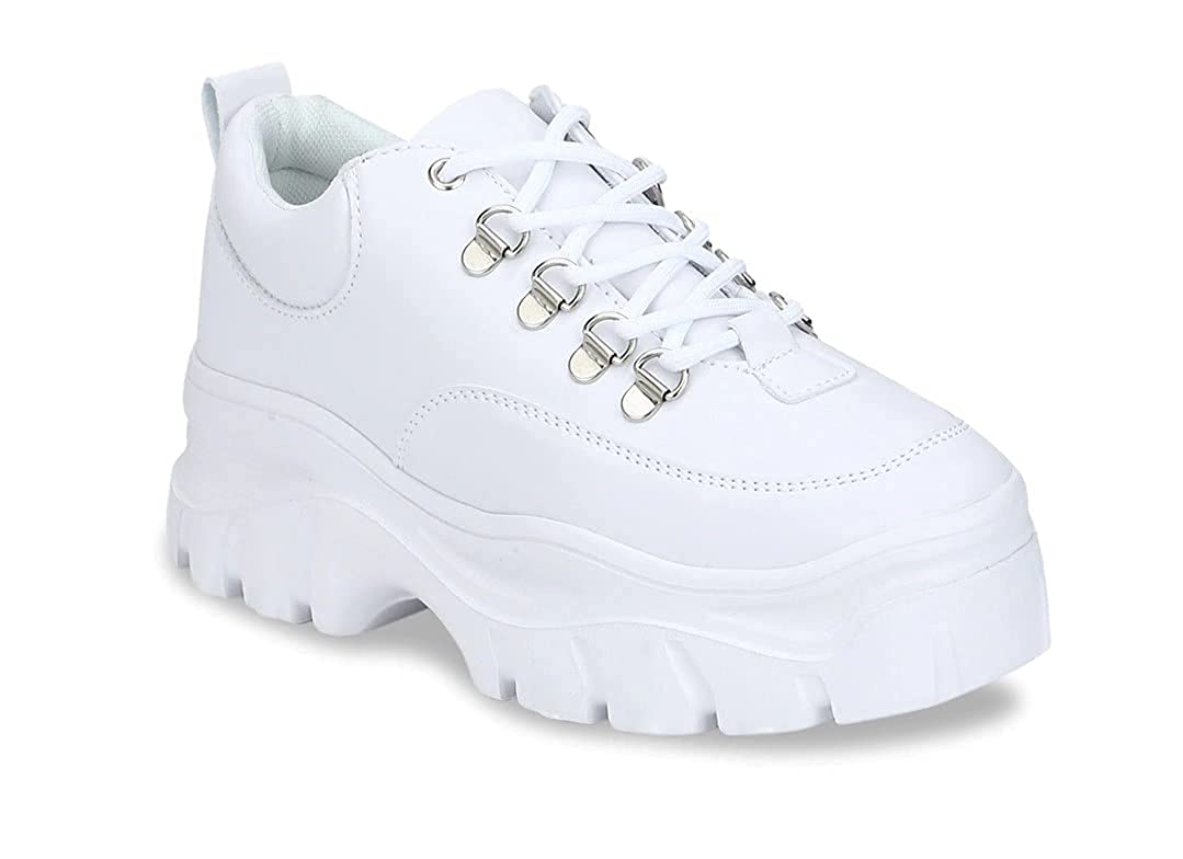 White Woven Design Lightweight Sneakers