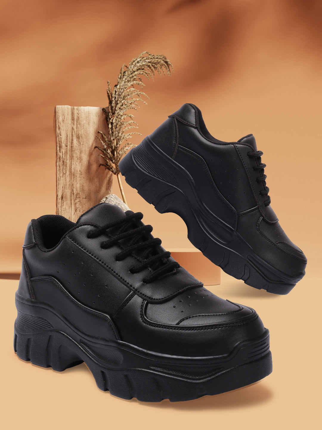 Perforated Black Sneakers
