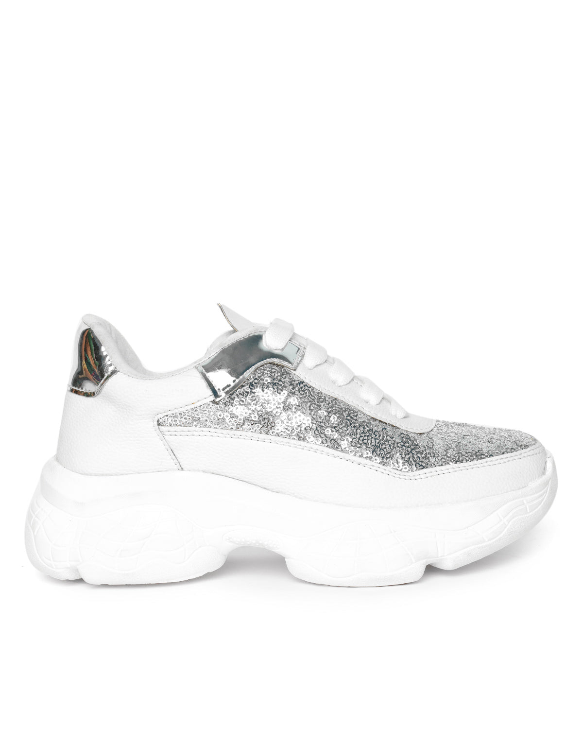 White Woven Design Sneakers