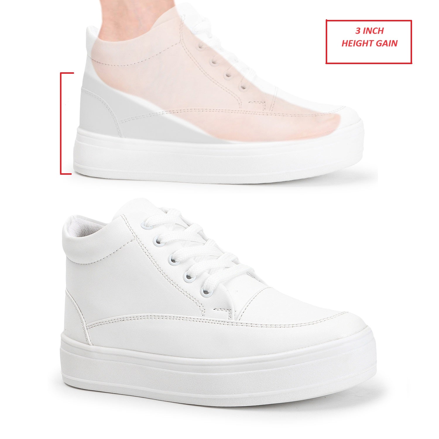 Hidden Heel for Height Increase Sneakers