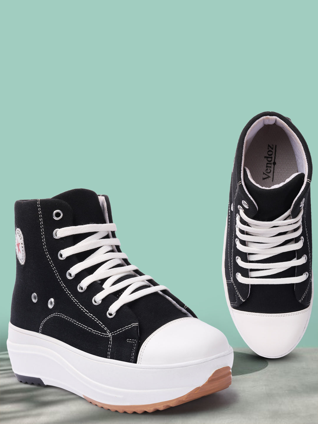 Black & White Solid Canvas Boots