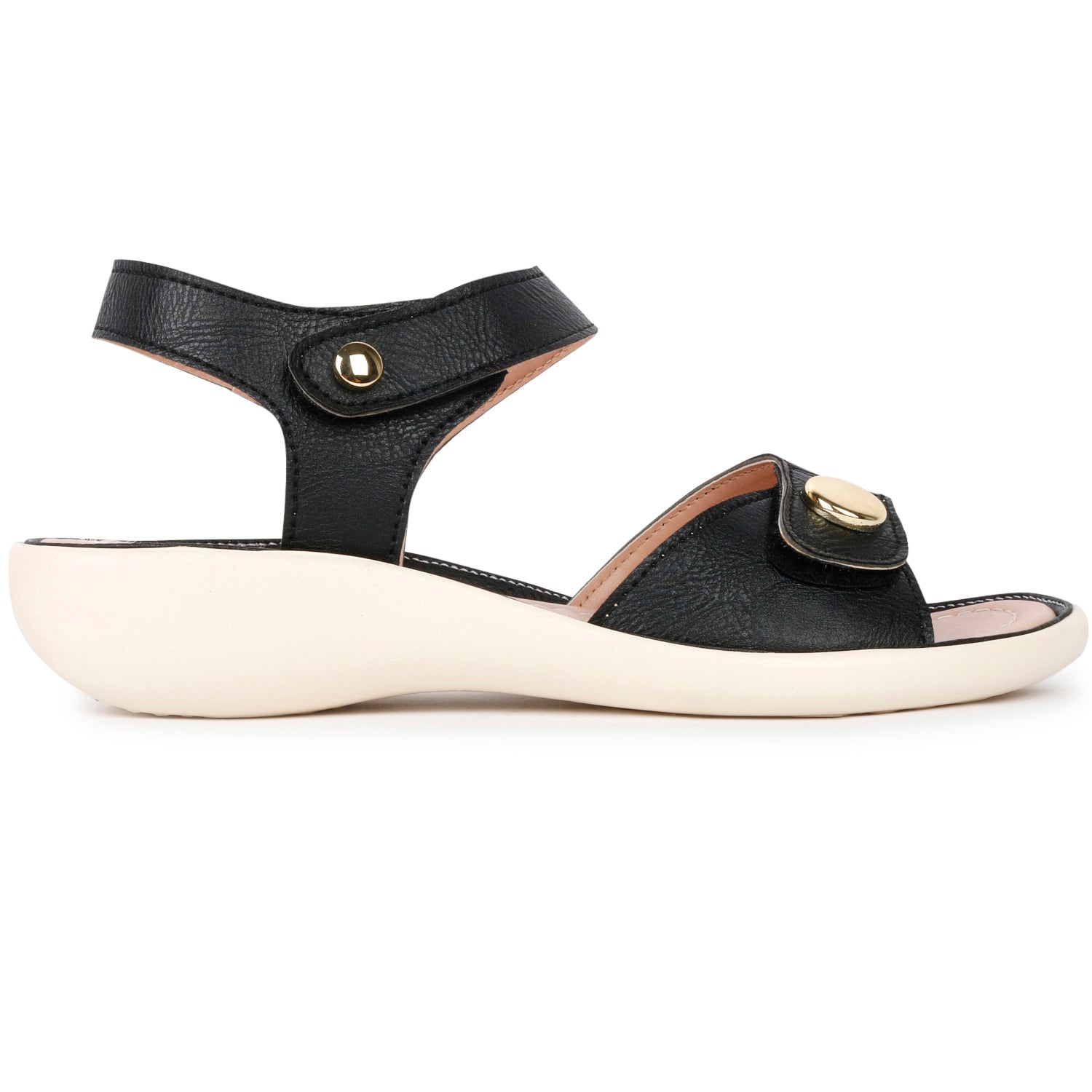 Black Open Toe Flats