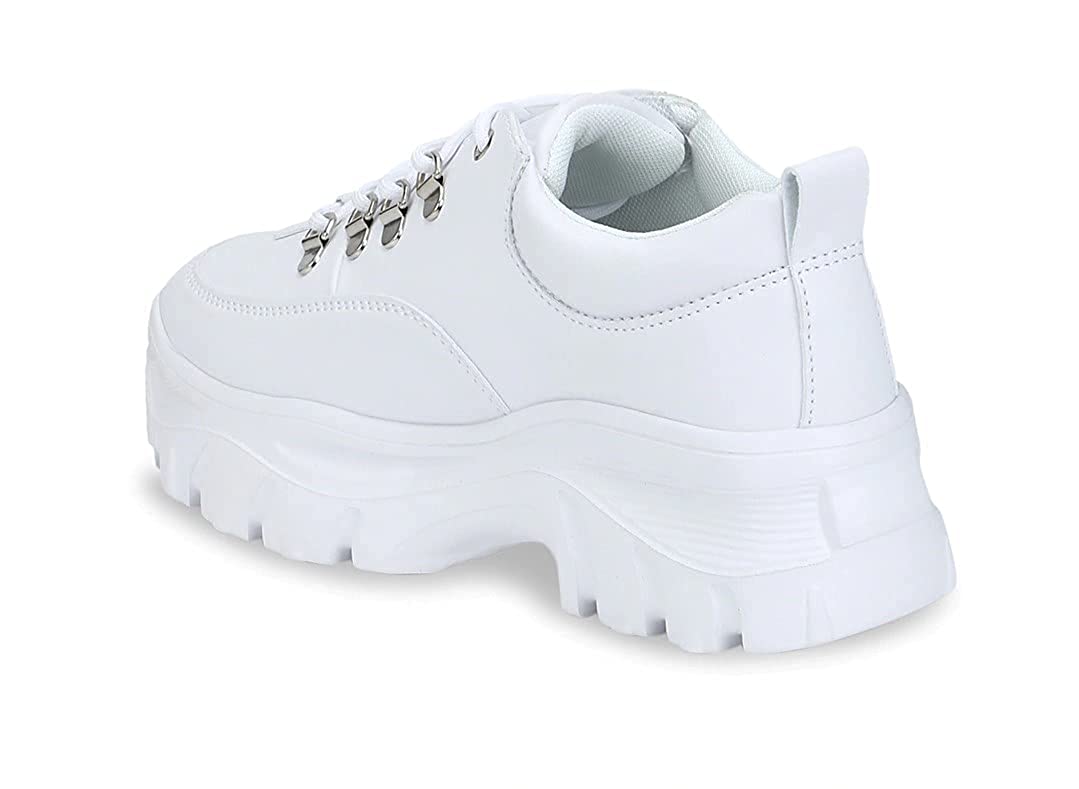 White Woven Design Lightweight Sneakers