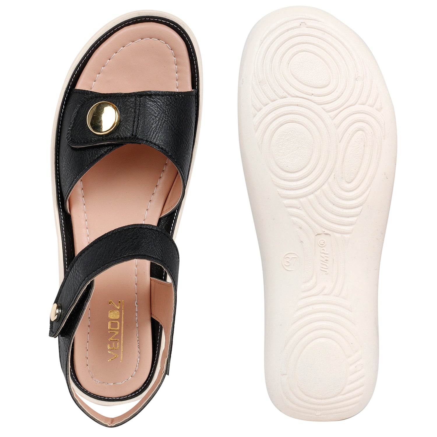 Black Open Toe Flats