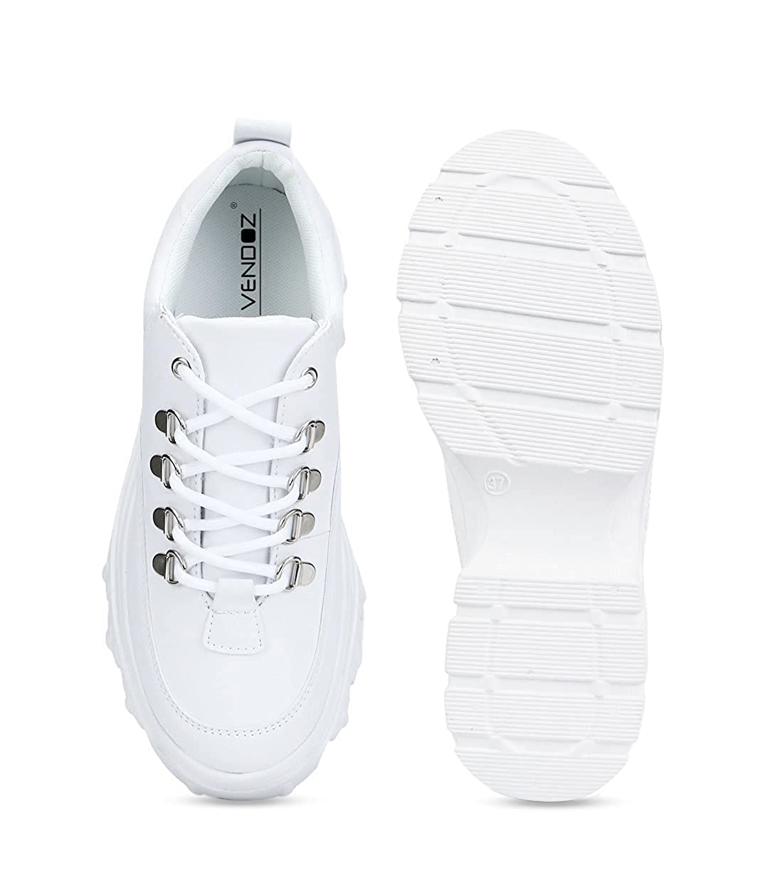 White Woven Design Lightweight Sneakers