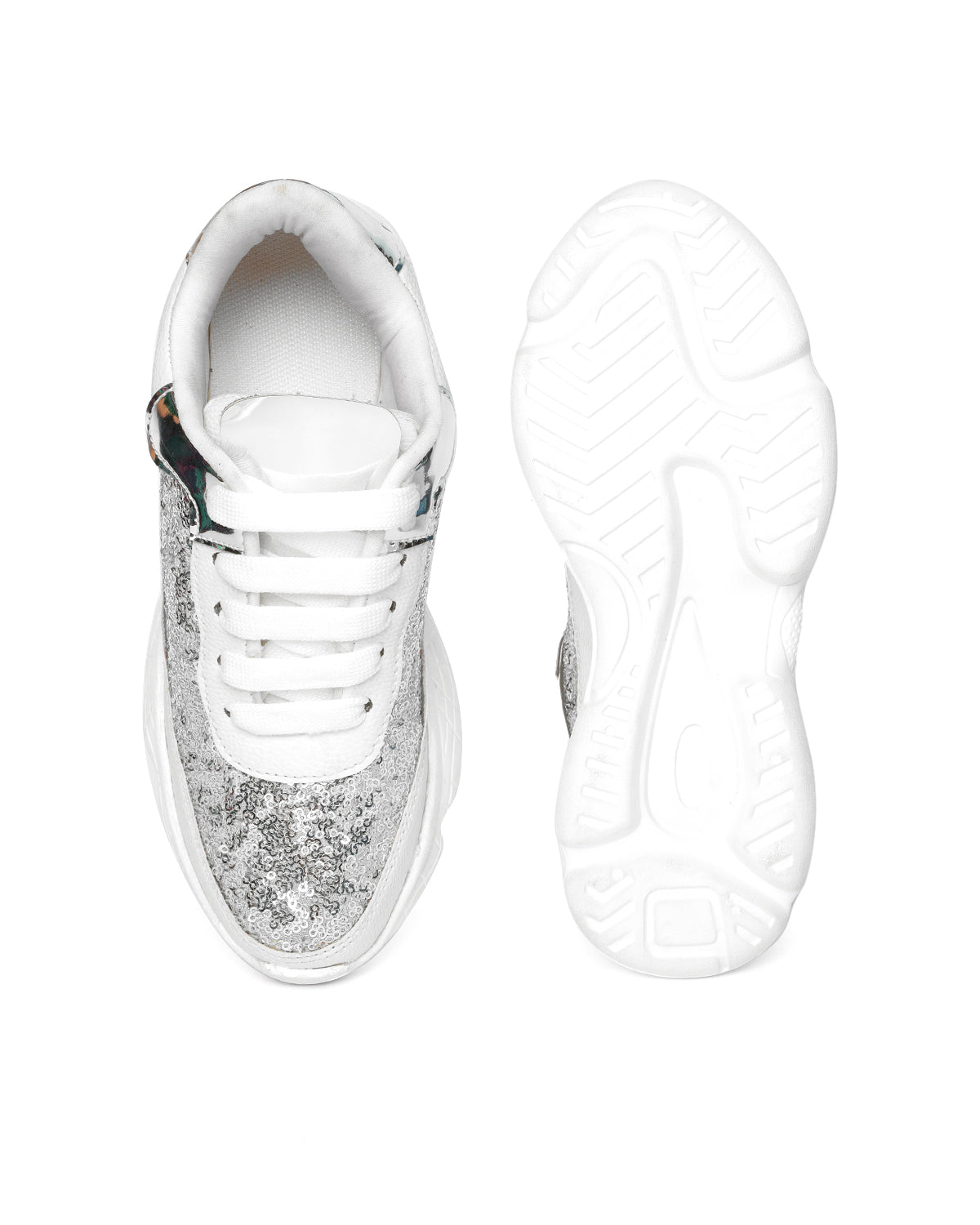 White Woven Design Sneakers