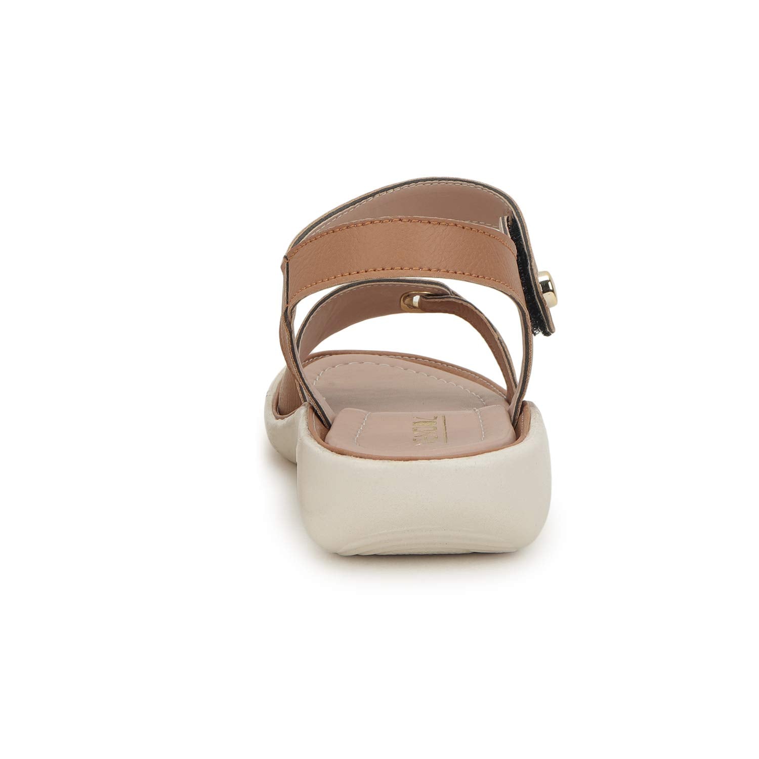 Tan Synthetic Leather Casual Open Toe Flats