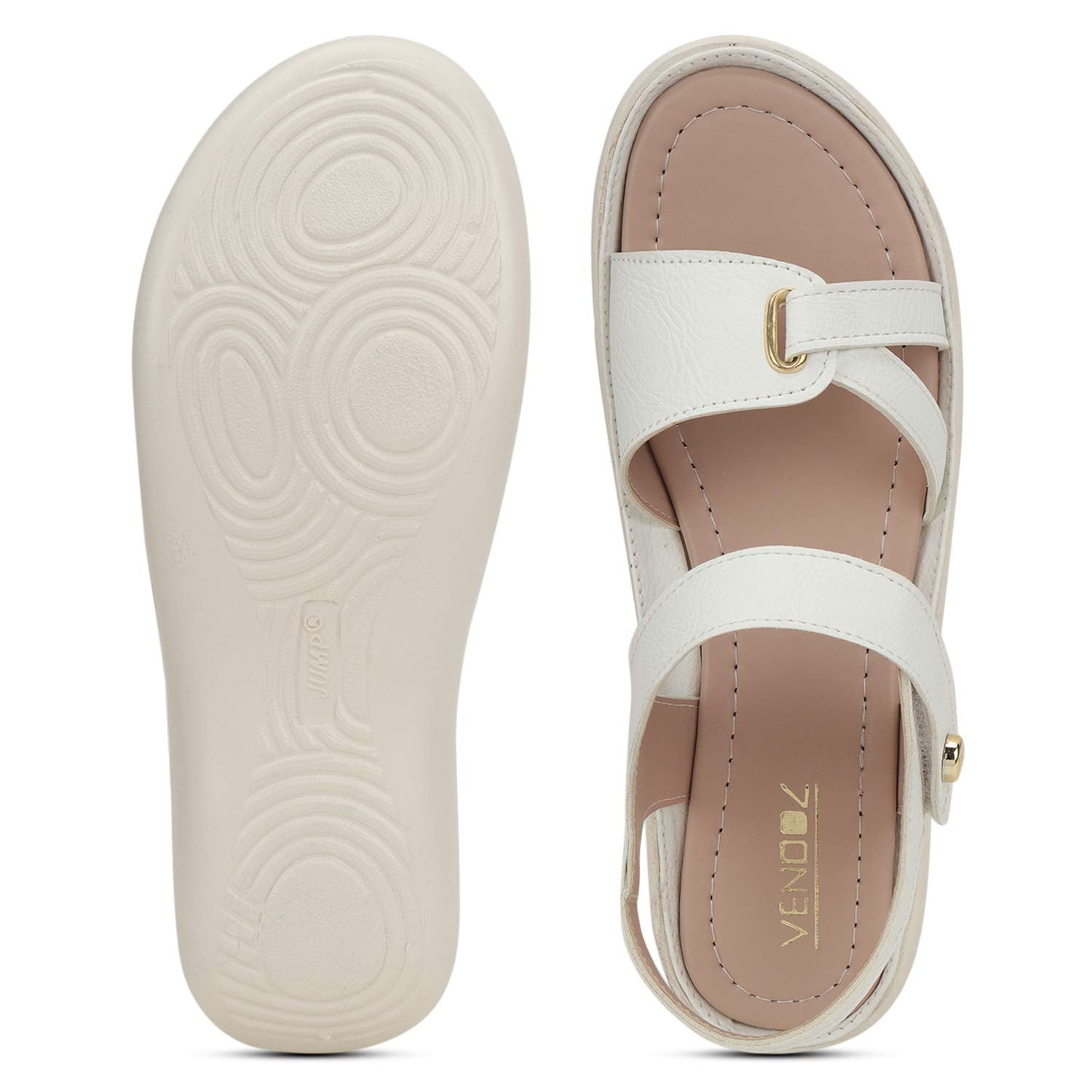 White Open Toe Flats