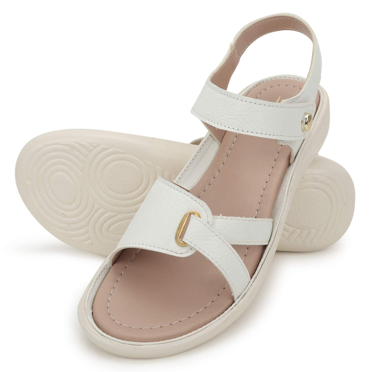 White Open Toe Flats