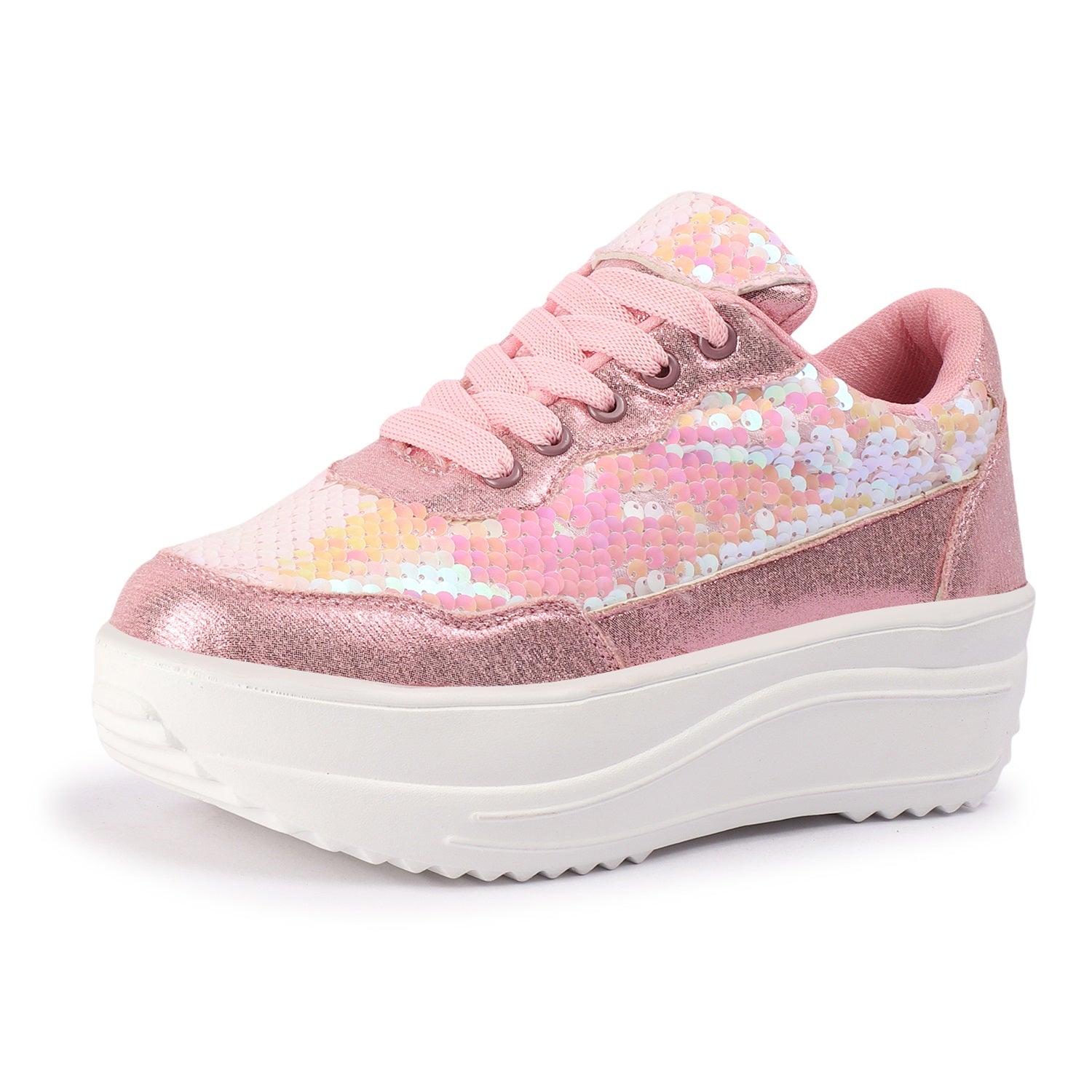 Colourblocked Embellished Pink Sneakers