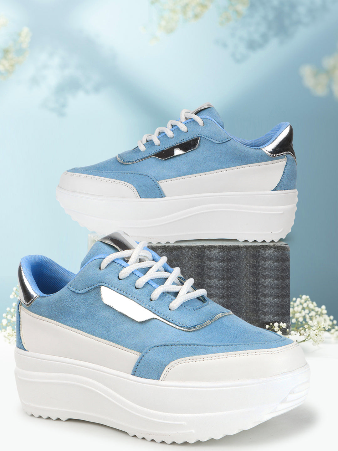 Round Toe Comfort Insole Blue Lightweight Sneakers