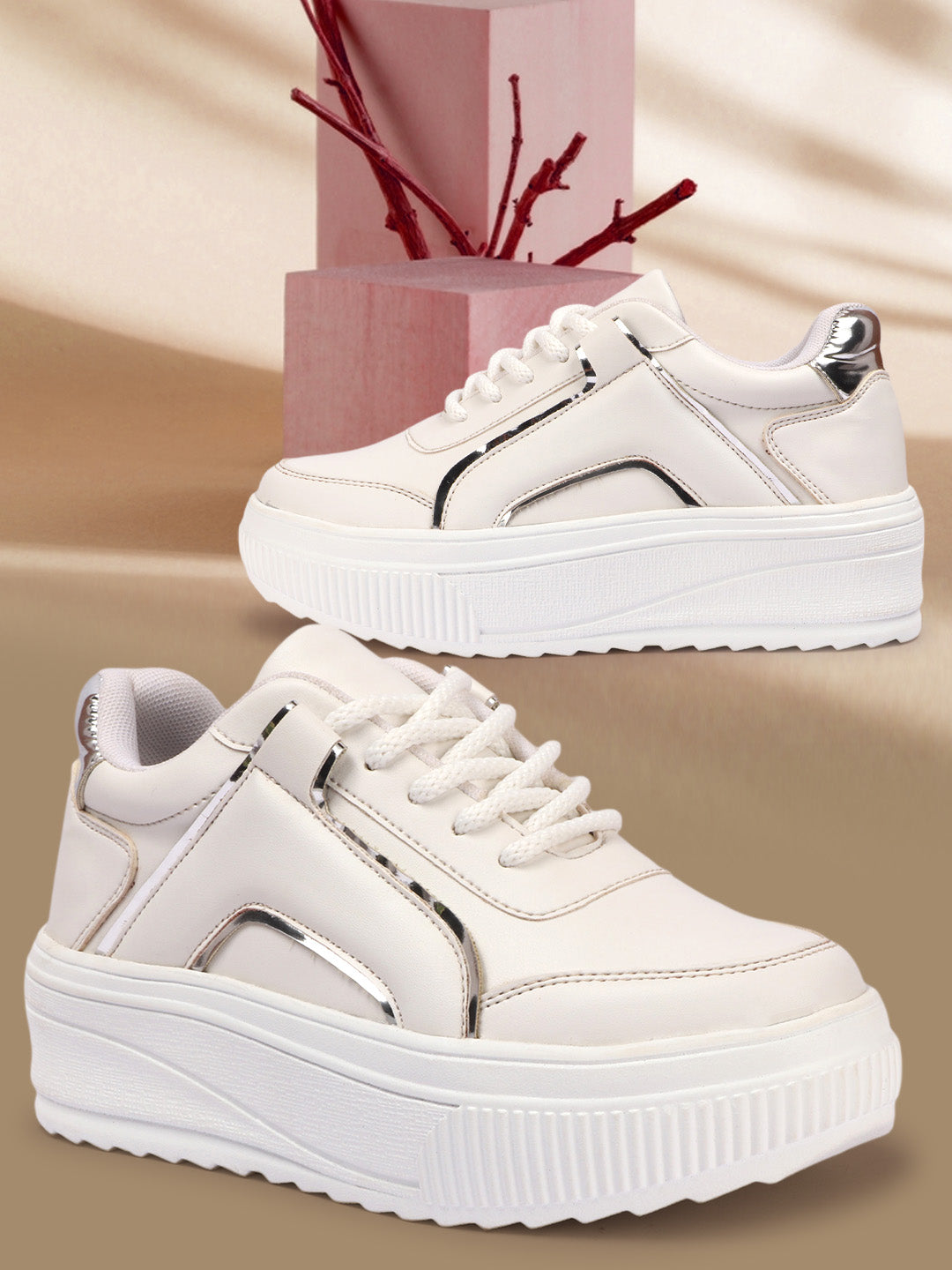 White Silver Chunky Sneakers