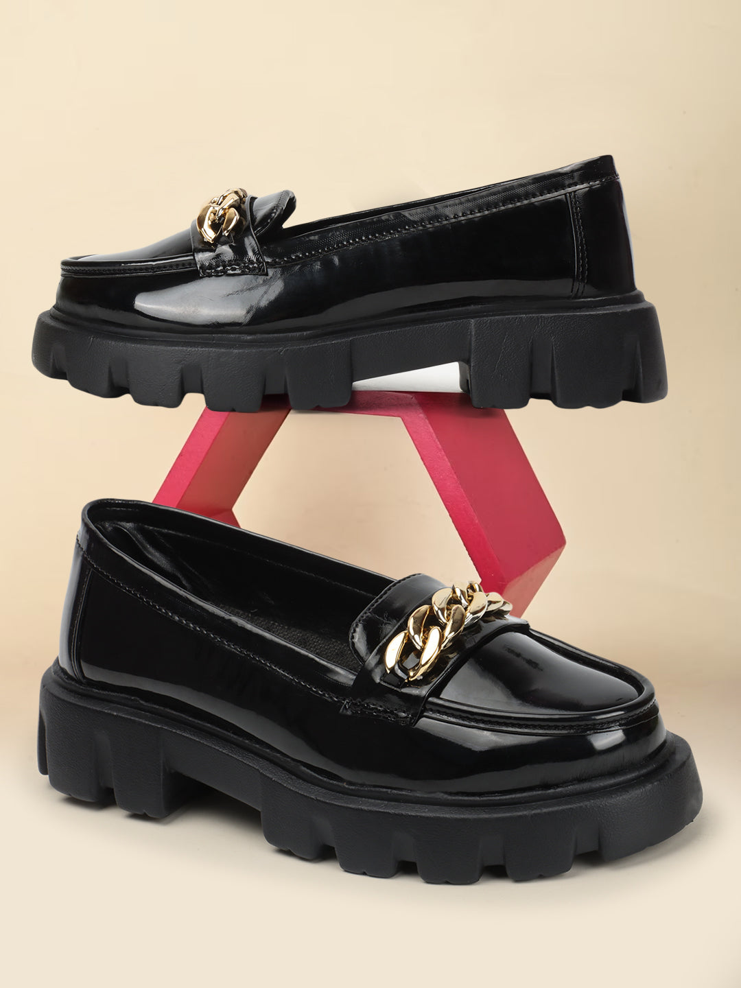 Embellished Heeled Lightweight Horsebit Loafers