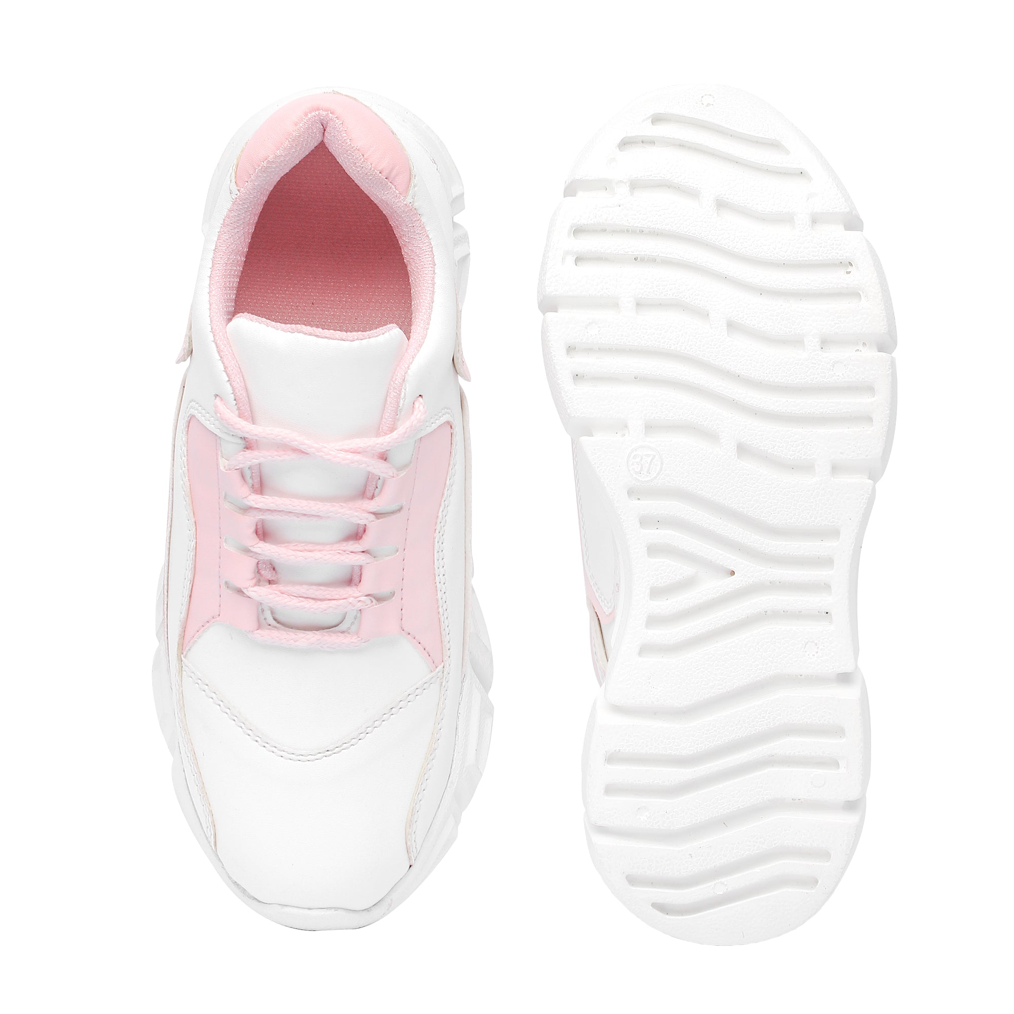 White Chunky Sneakers With Pink Shade