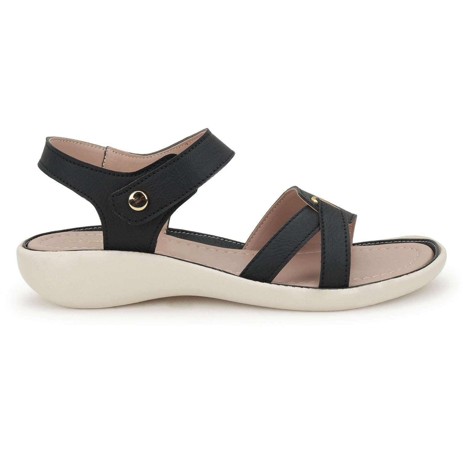 Black Solid Casual Open Toe Flats