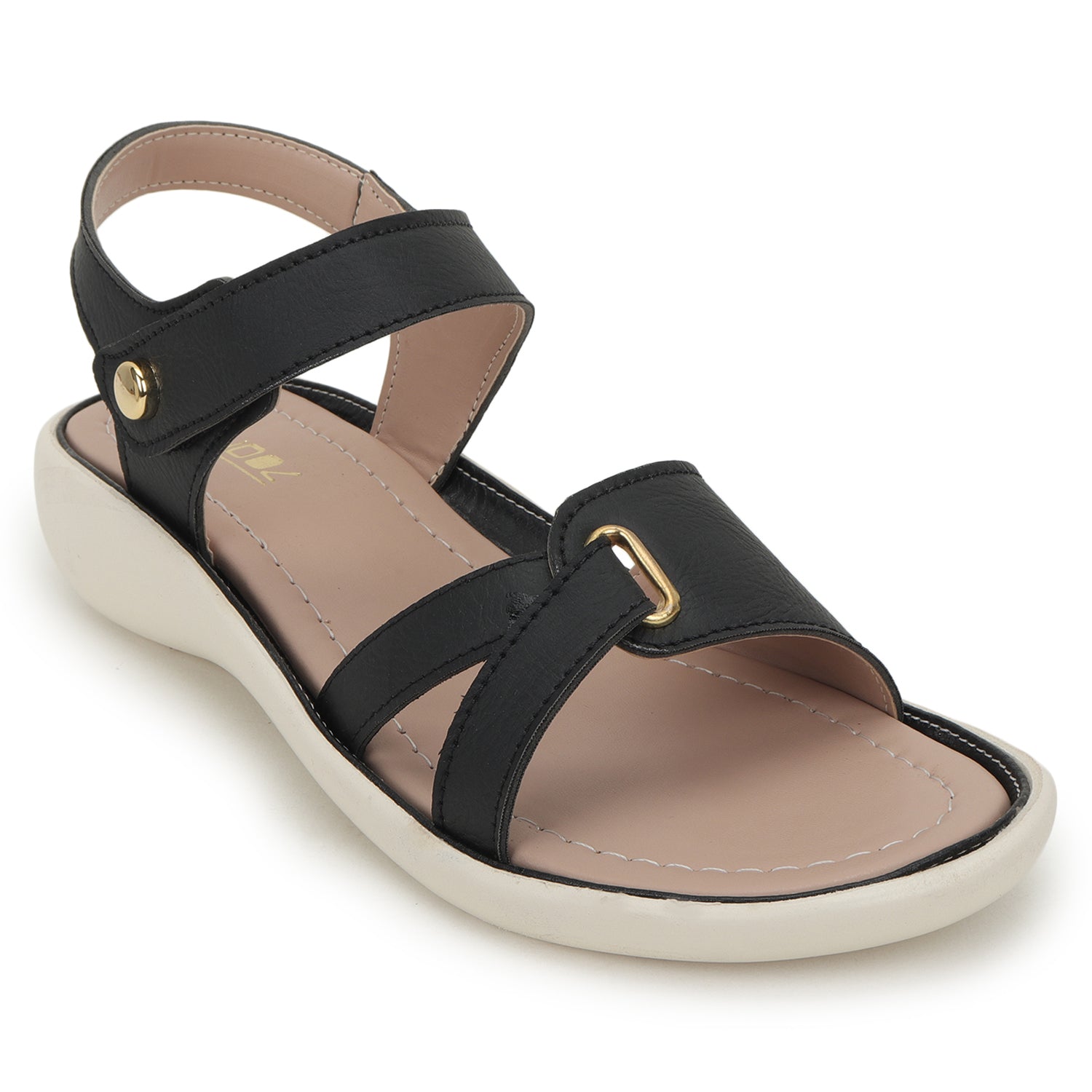 Black Solid Casual Open Toe Flats