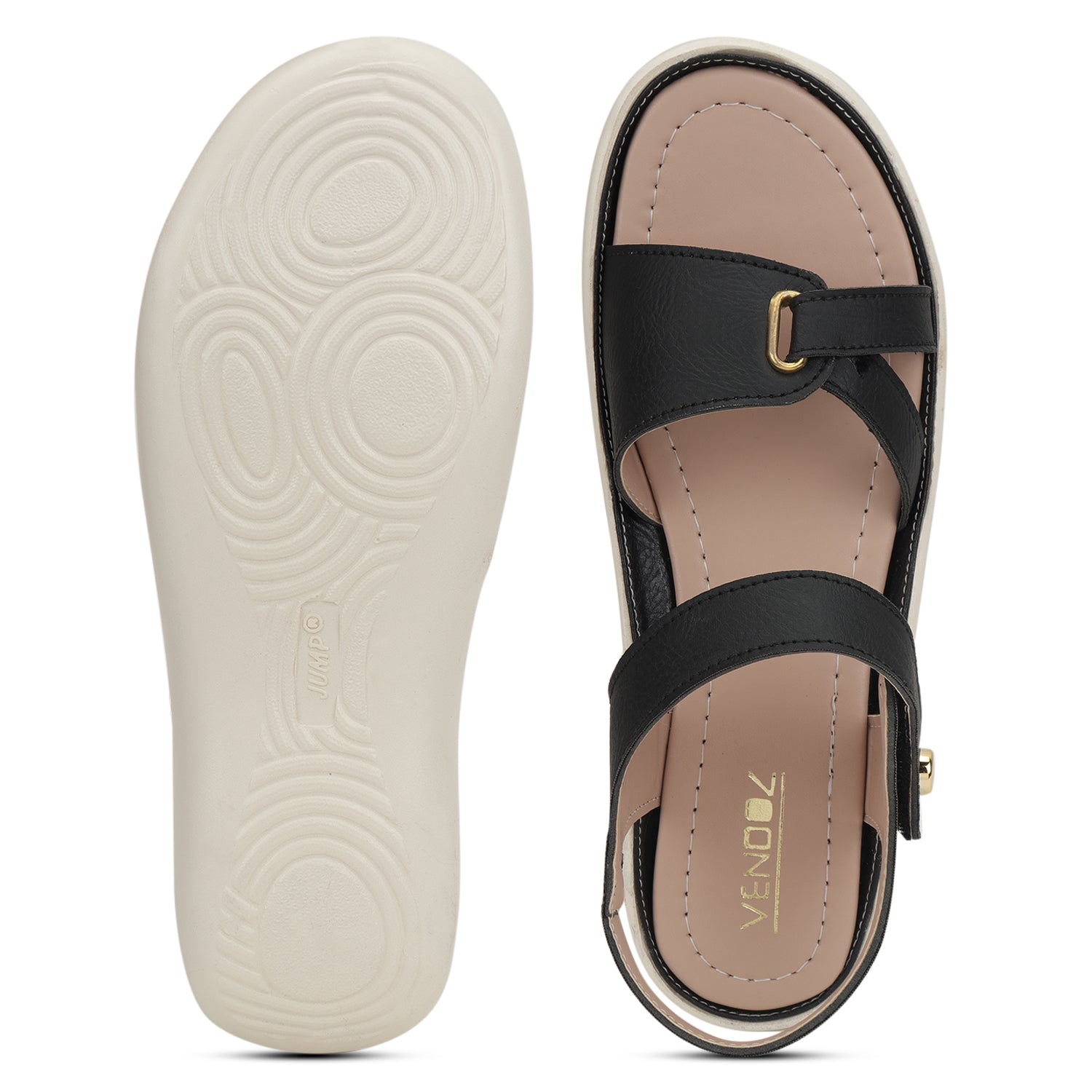 Black Solid Casual Open Toe Flats