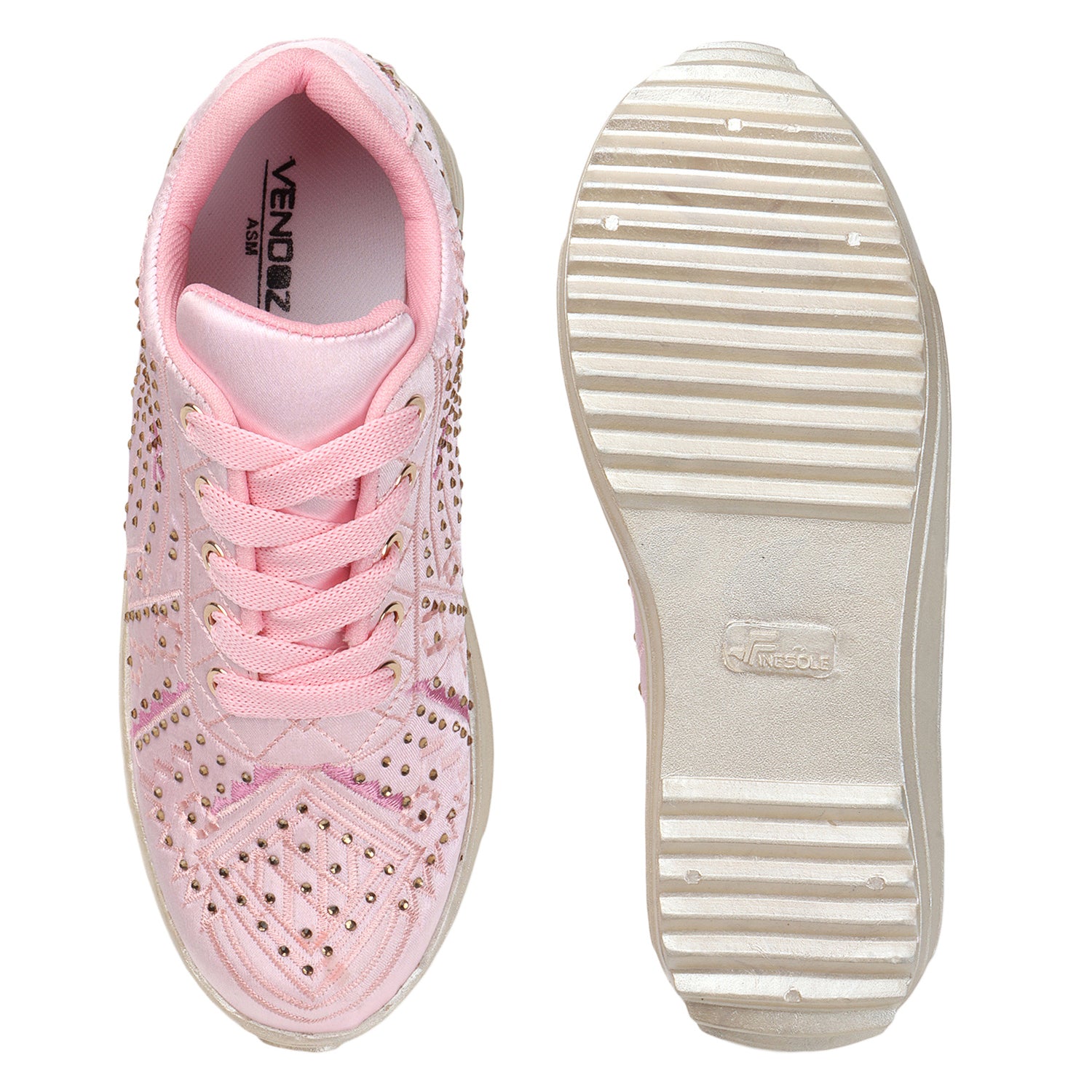 Textured Round Toe Wedding Party Pink Sneakers
