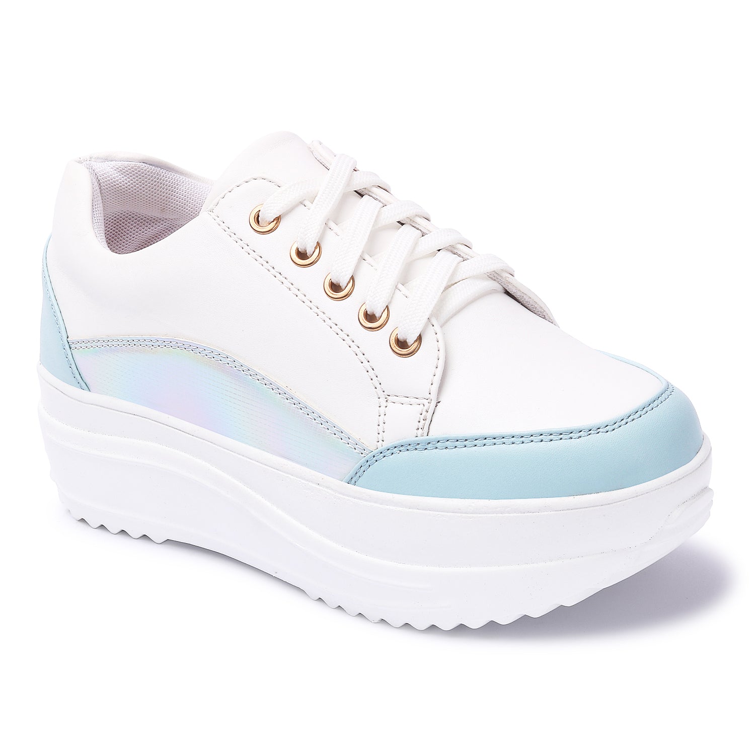 White Blue Colourblocked Sneakers