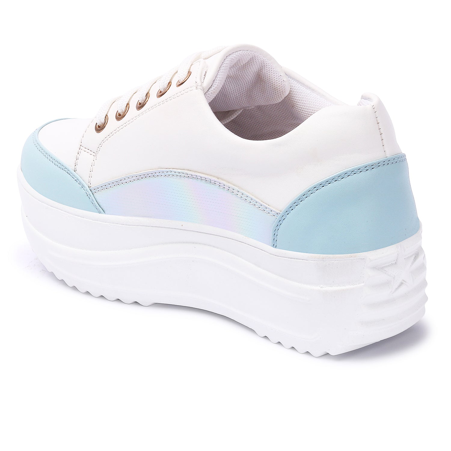 White Blue Colourblocked Sneakers