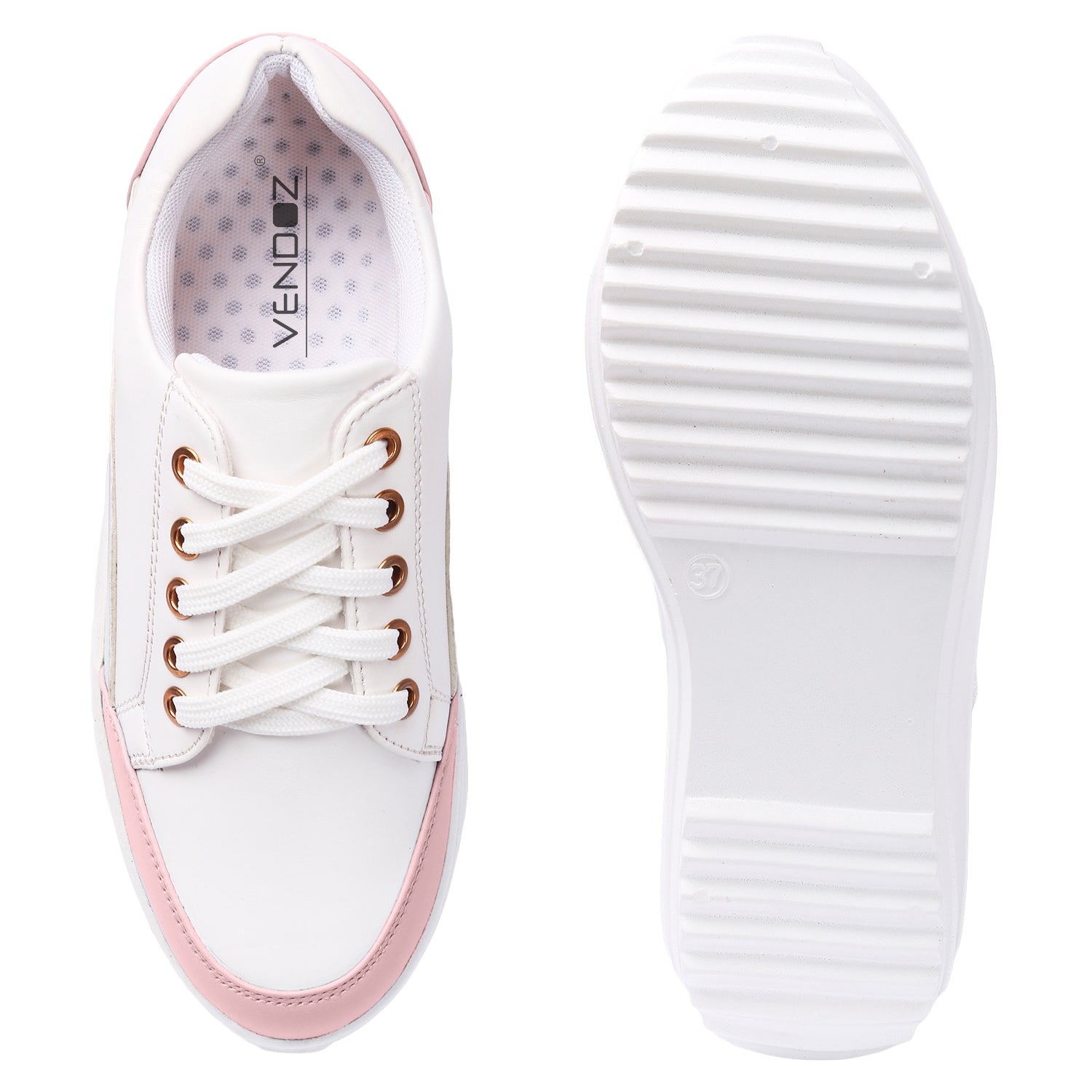 White Pink Colourblocked Sneakers