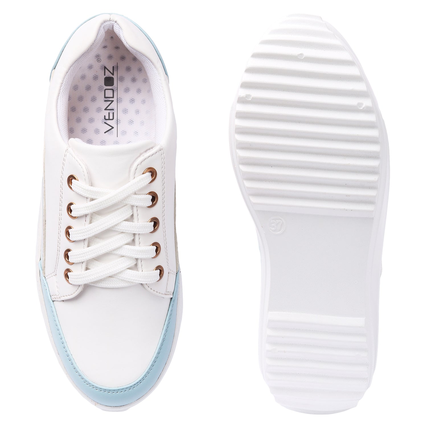 White Blue Colourblocked Sneakers
