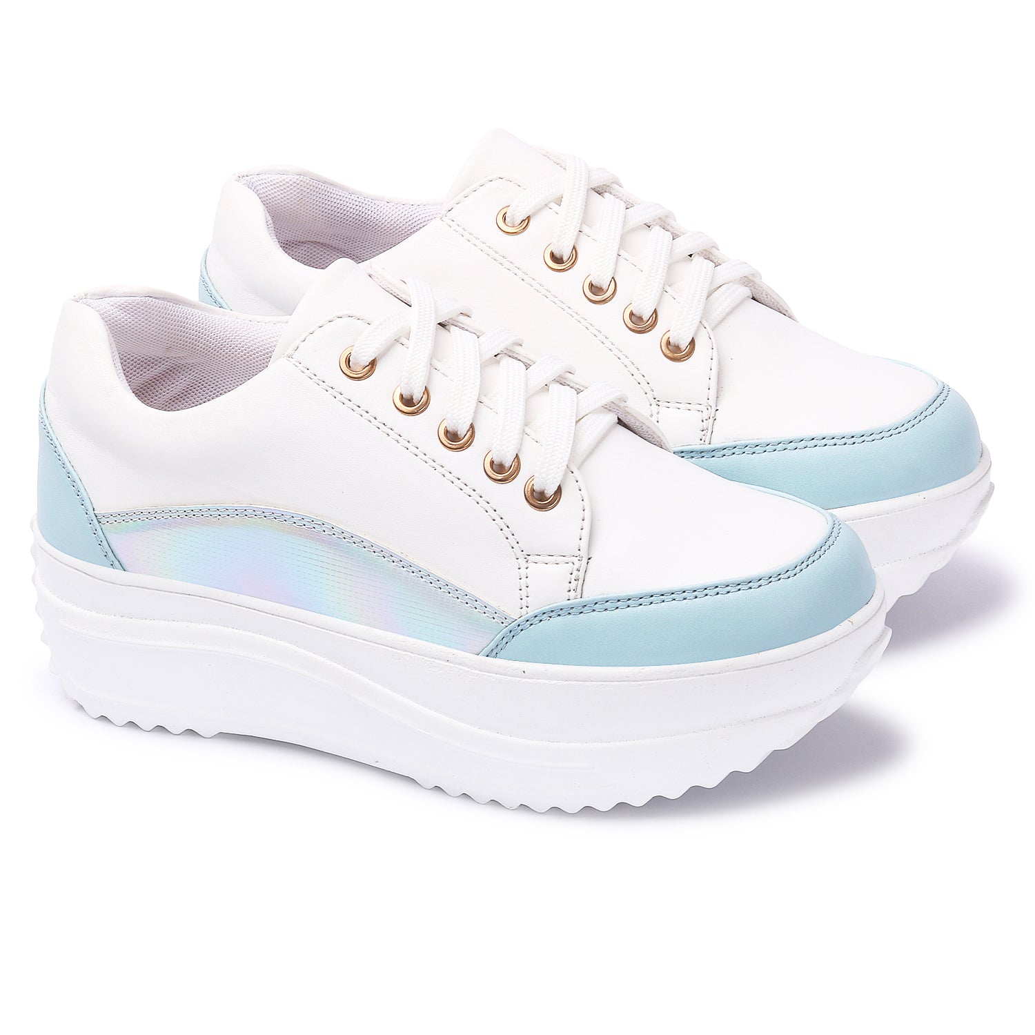 White Blue Colourblocked Sneakers
