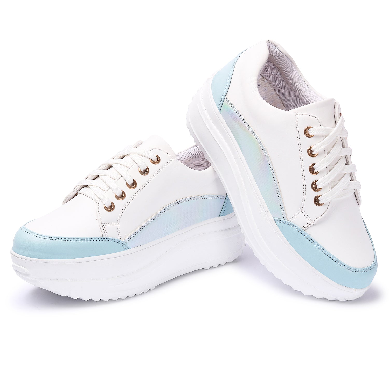 White Blue Colourblocked Sneakers