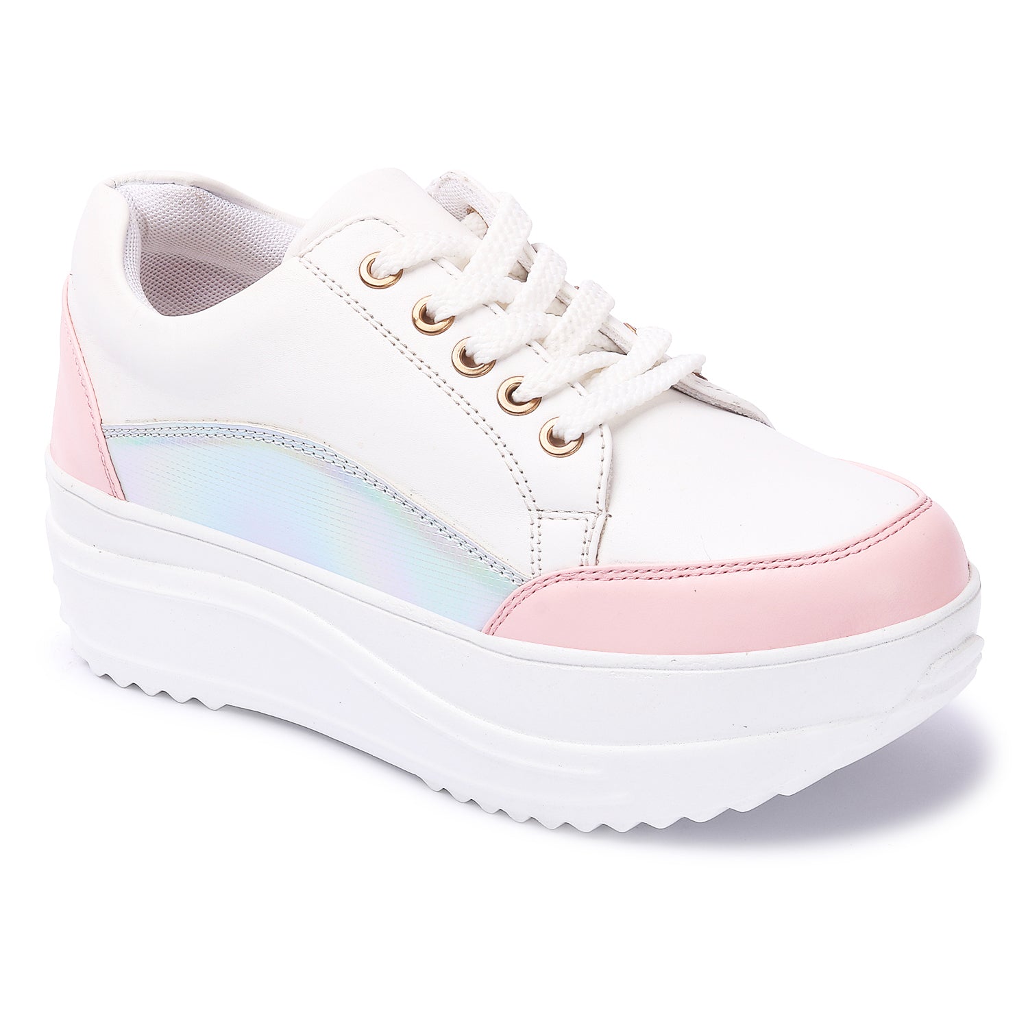 White Pink Colourblocked Sneakers