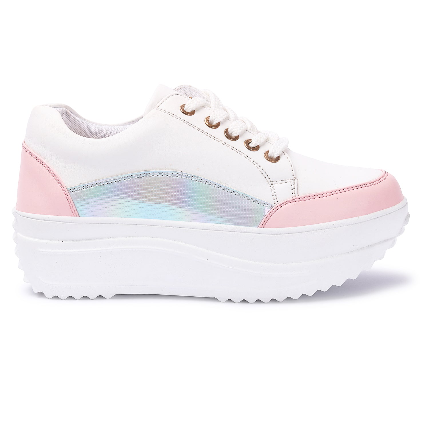 White Pink Colourblocked Sneakers