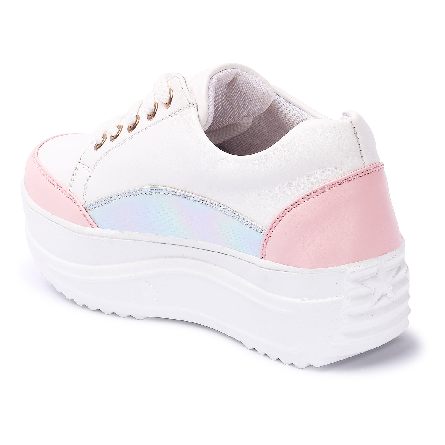 White Pink Colourblocked Sneakers