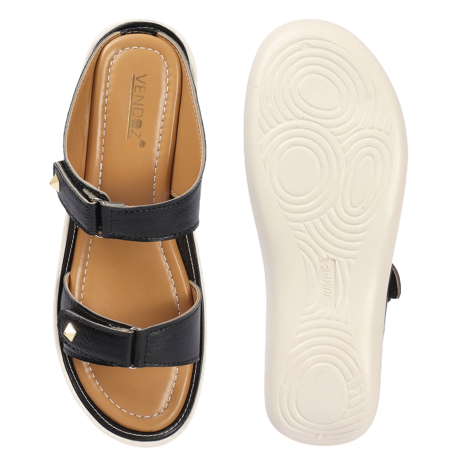 Velcro Open Toe Flats