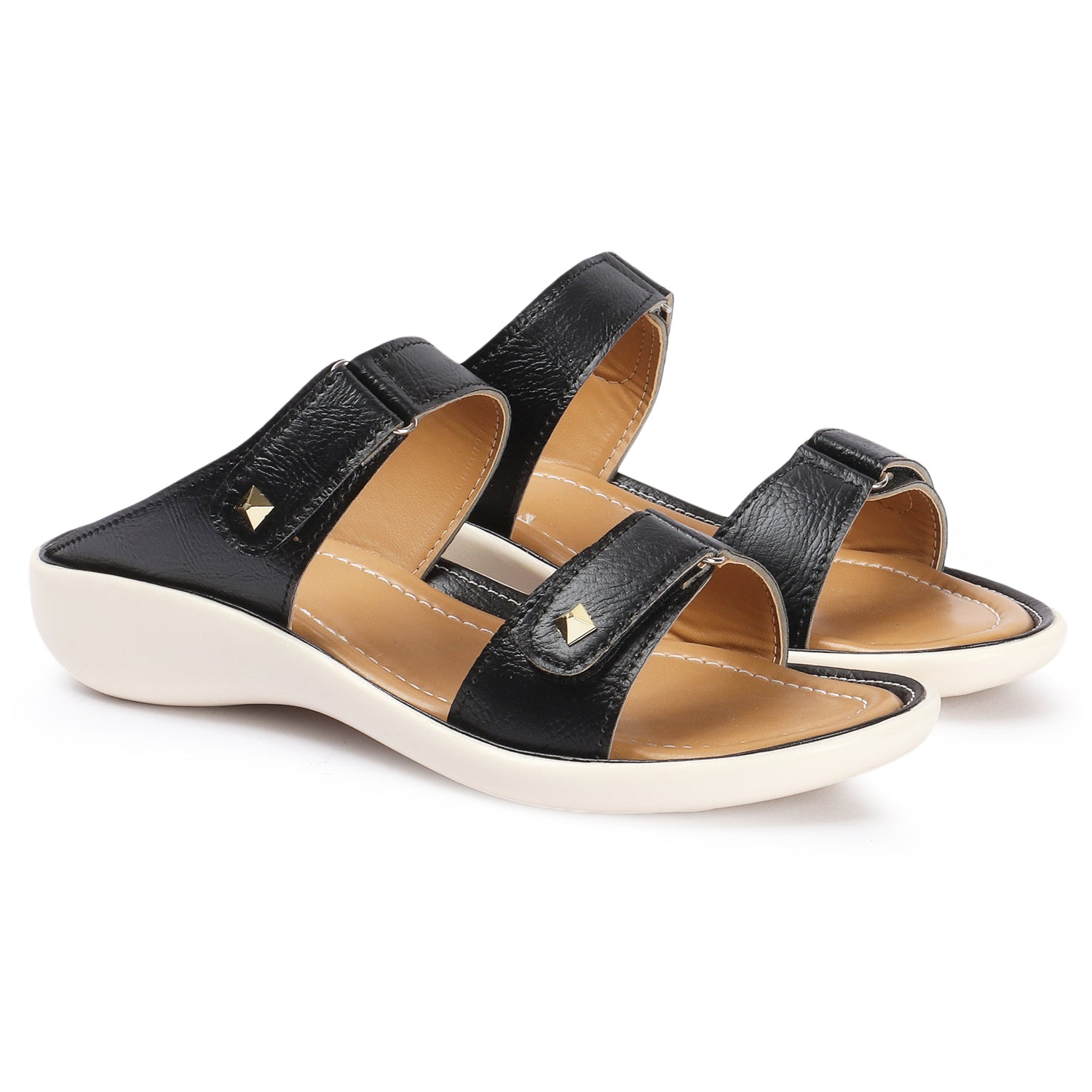 Velcro Open Toe Flats