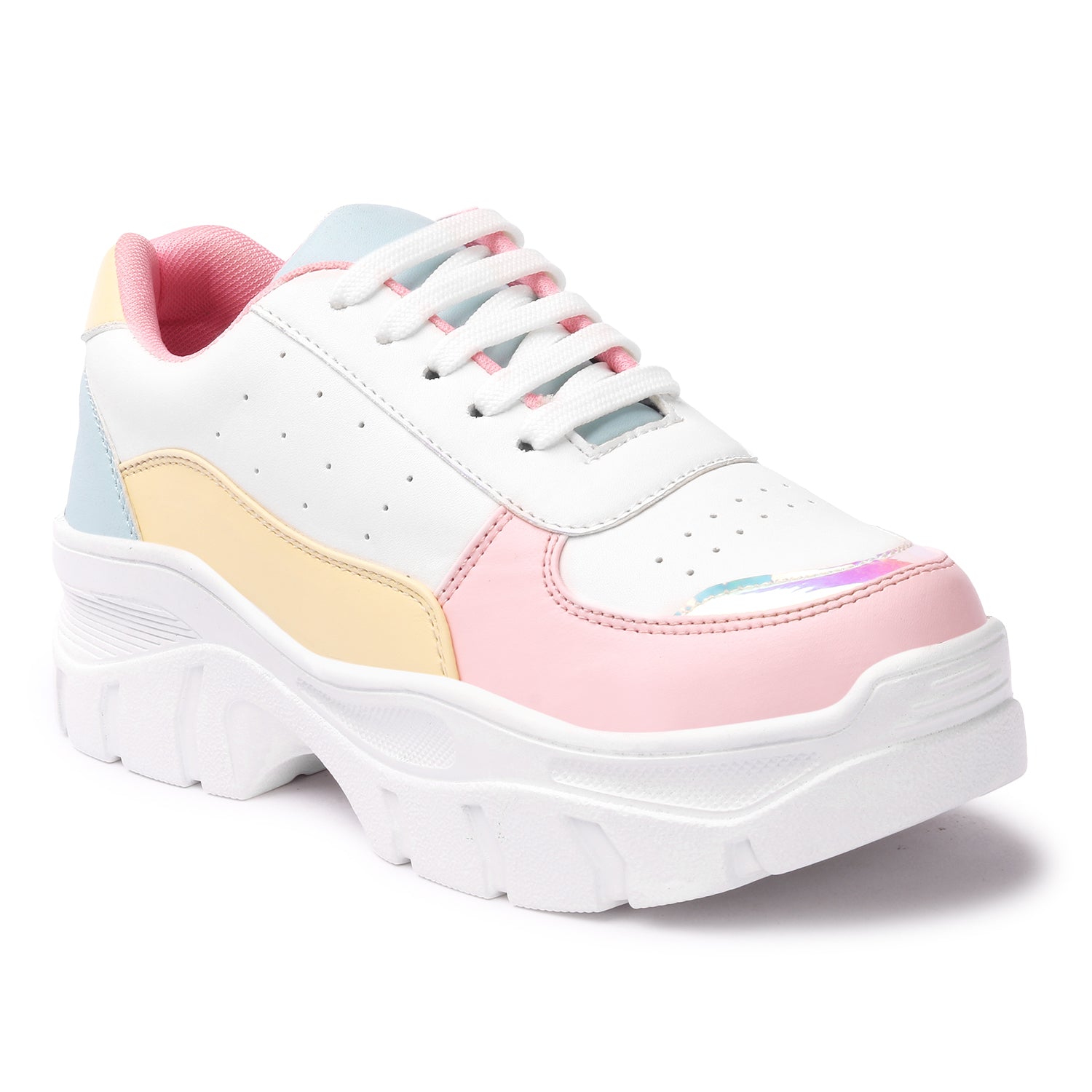 Colourblocked Pink Casual Sneakers