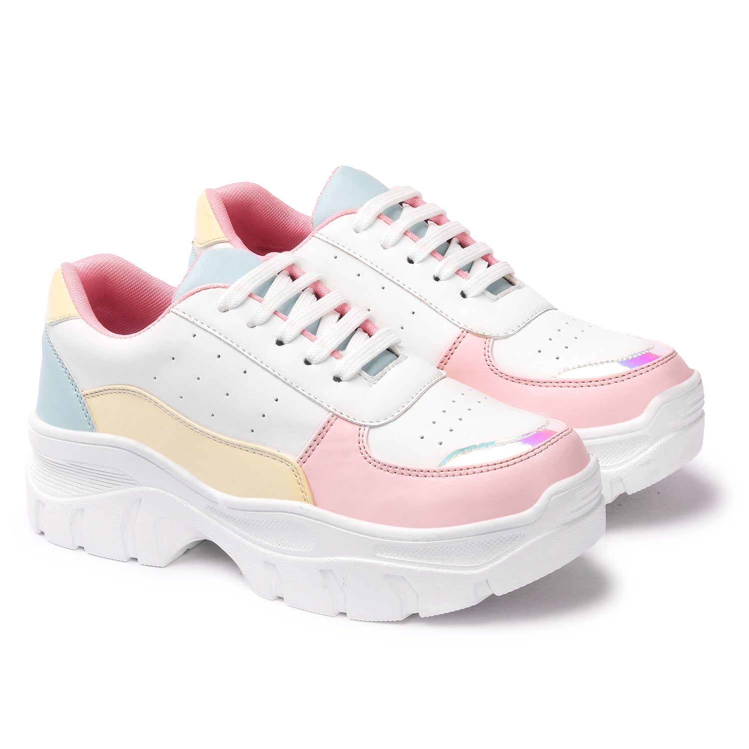 Colourblocked Pink Casual Sneakers