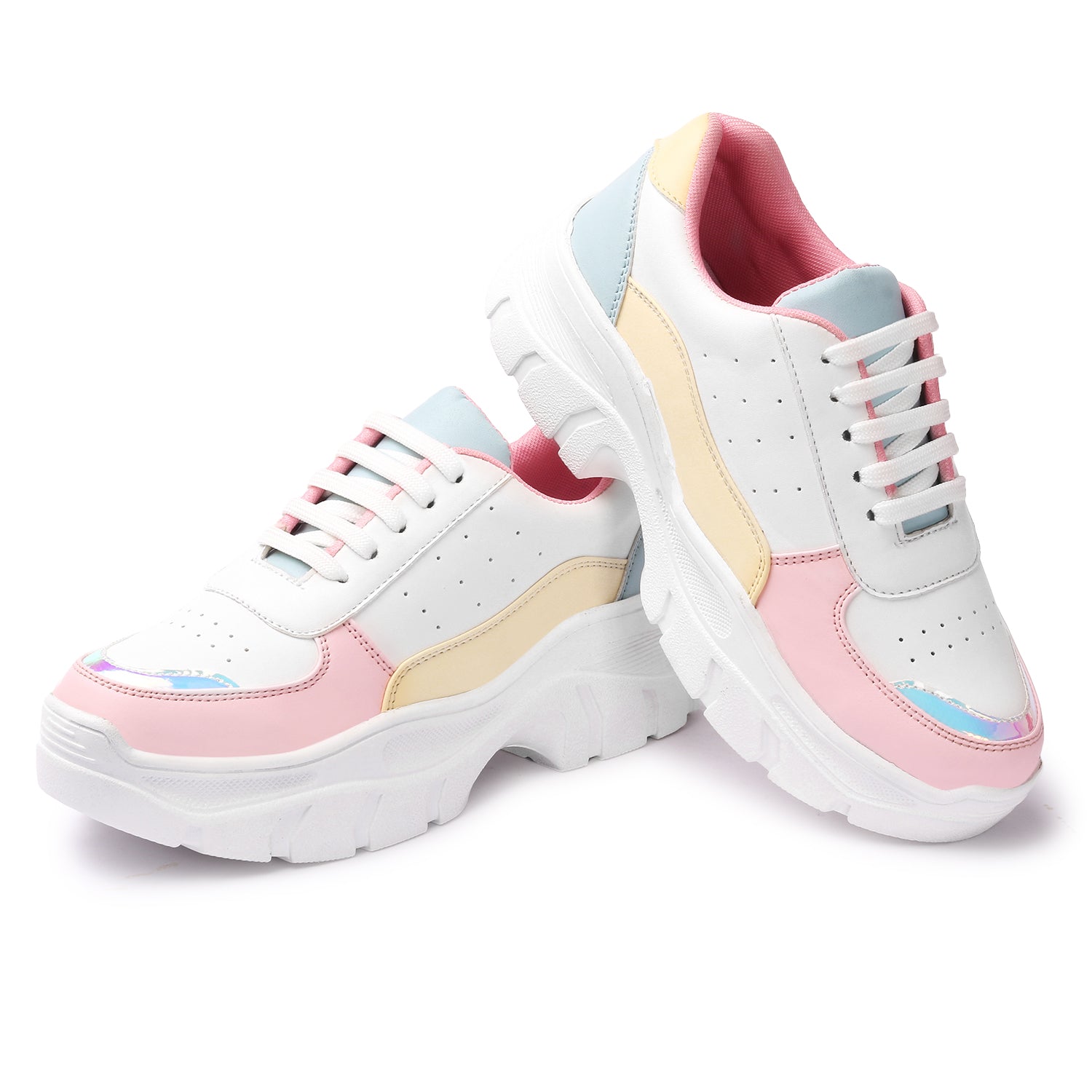 Colourblocked Pink Casual Sneakers
