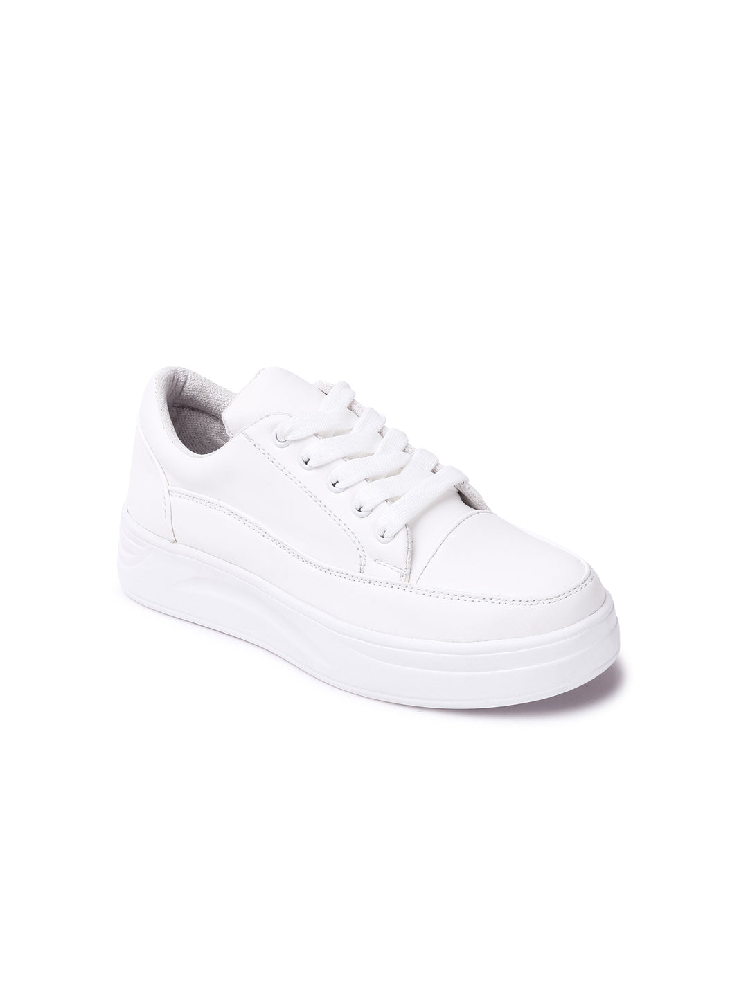 White Solid Sneakers