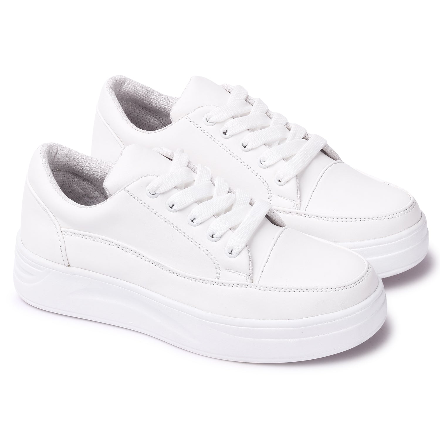 White Solid Sneakers