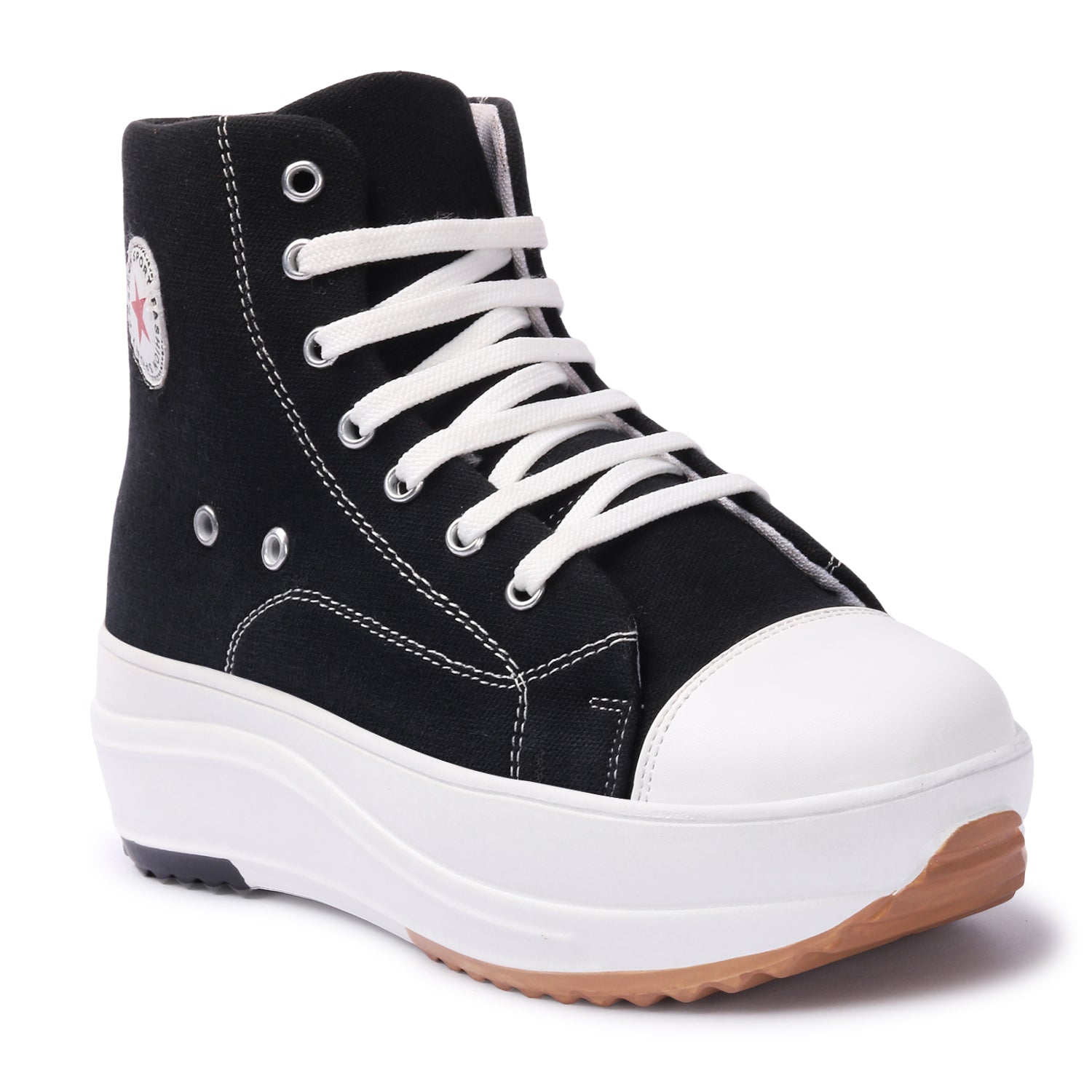 Black & White Solid Canvas Boots