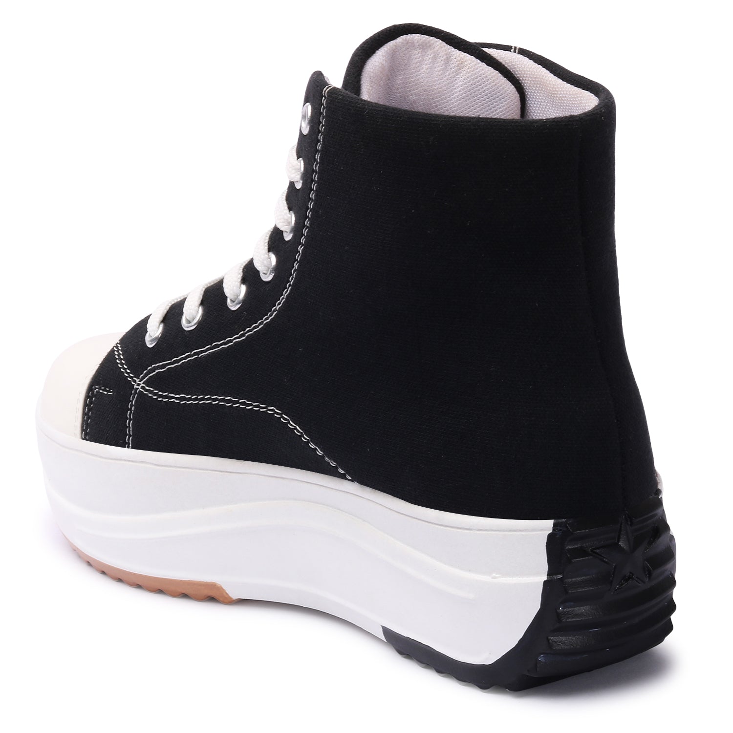 Black & White Solid Canvas Boots