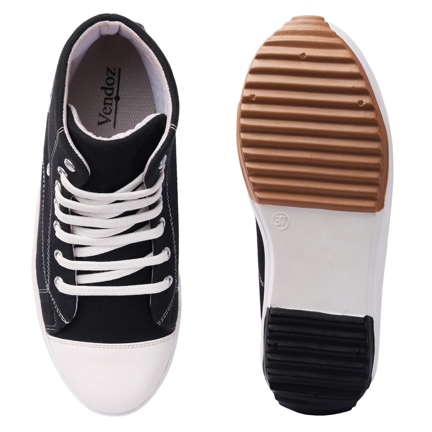 Black & White Solid Canvas Boots