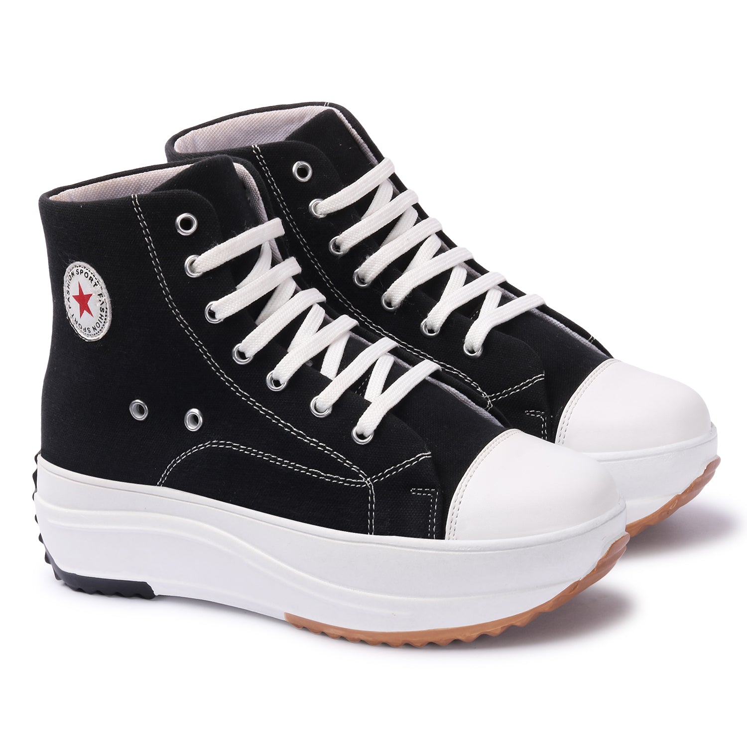 Black & White Solid Canvas Boots