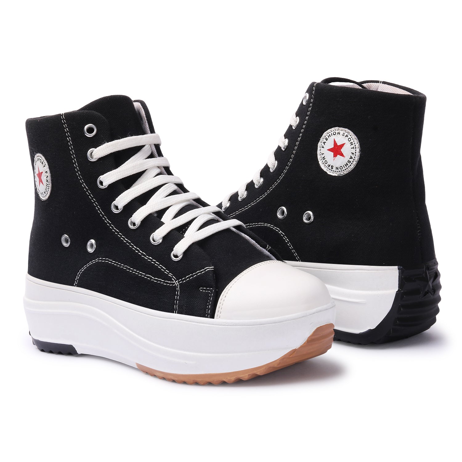 Black & White Solid Canvas Boots