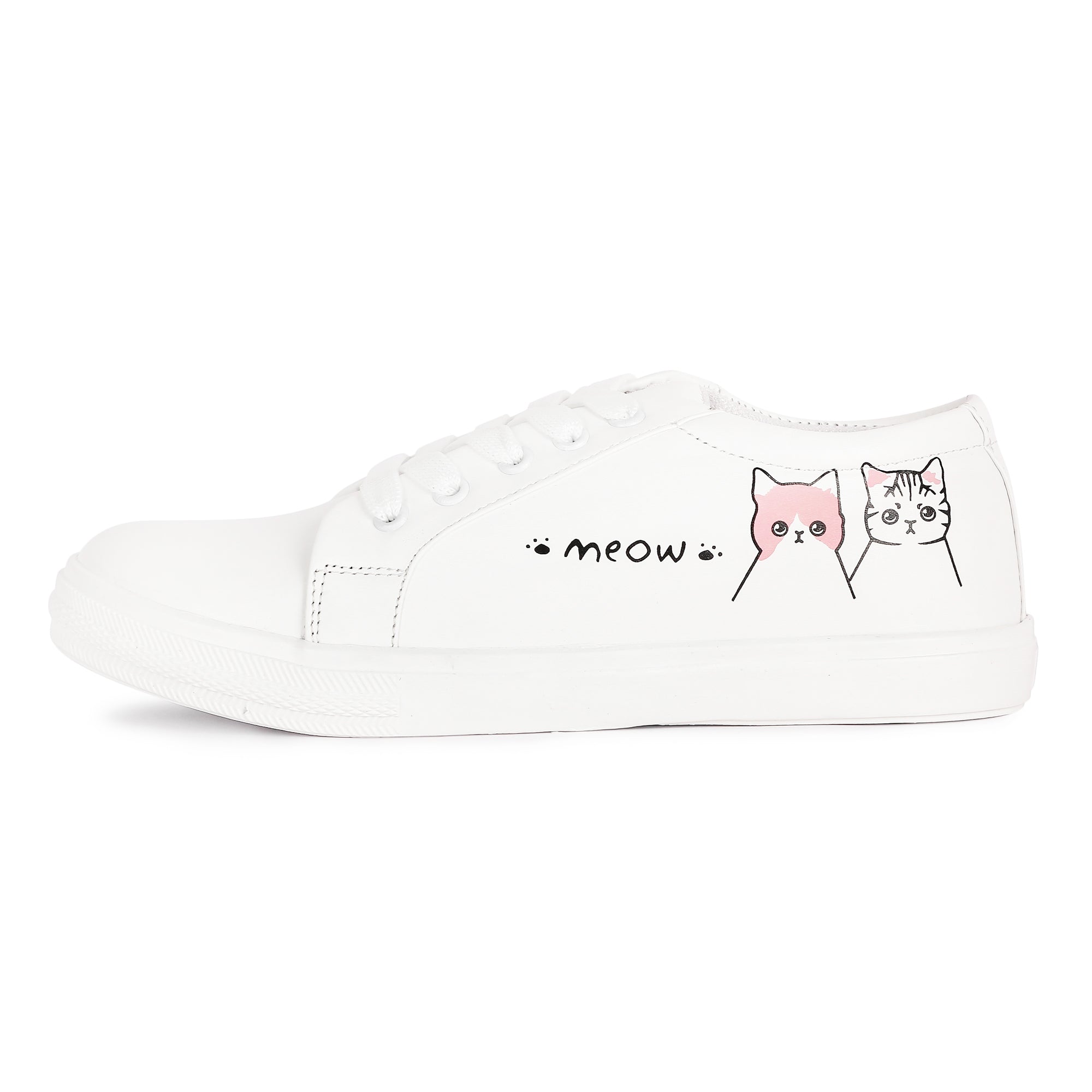 White Printed Lightweight Sneakers